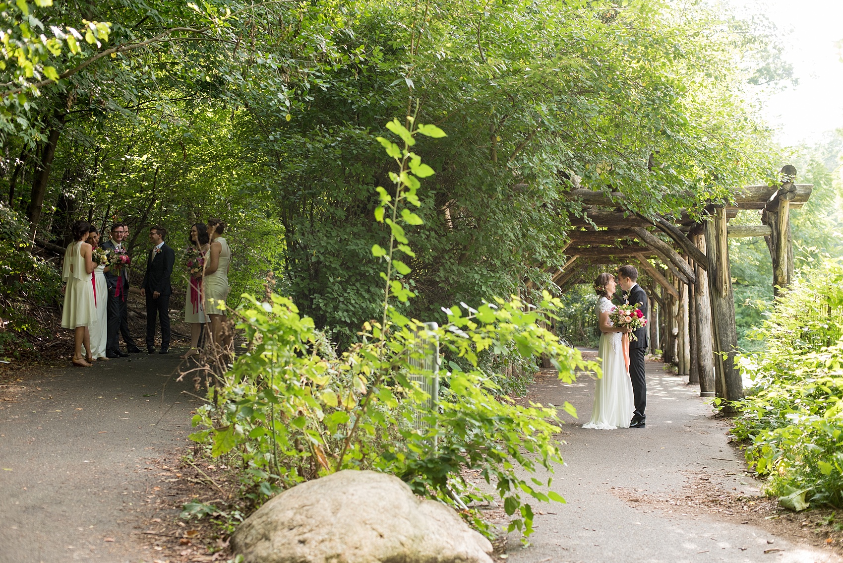 Mikkel Paige Photography candid photos of a bride and groom at their wedding at Prospect Park Boathouse in Brooklyn, NY.