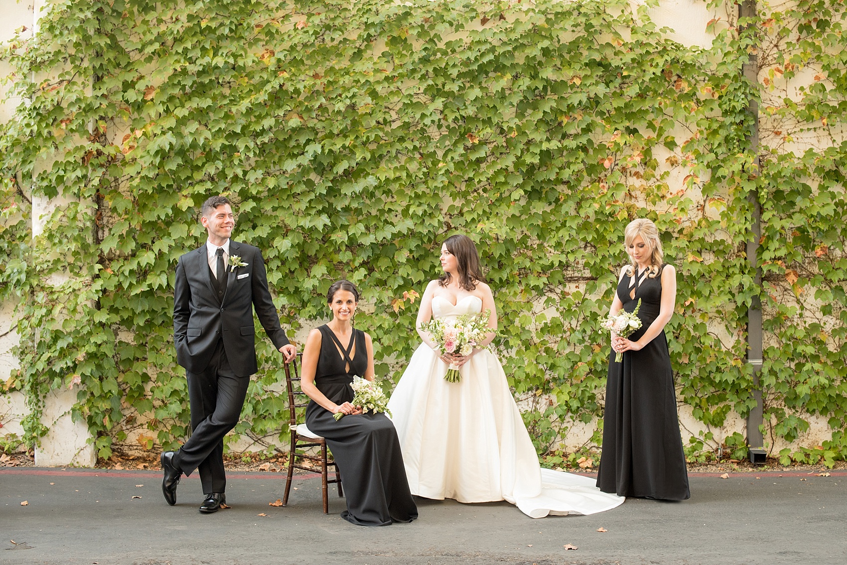 Mikkel Paige Photography Vogue photo of the bride and her bridal party at a Testarossa Winery wedding in Los Gatos, California.