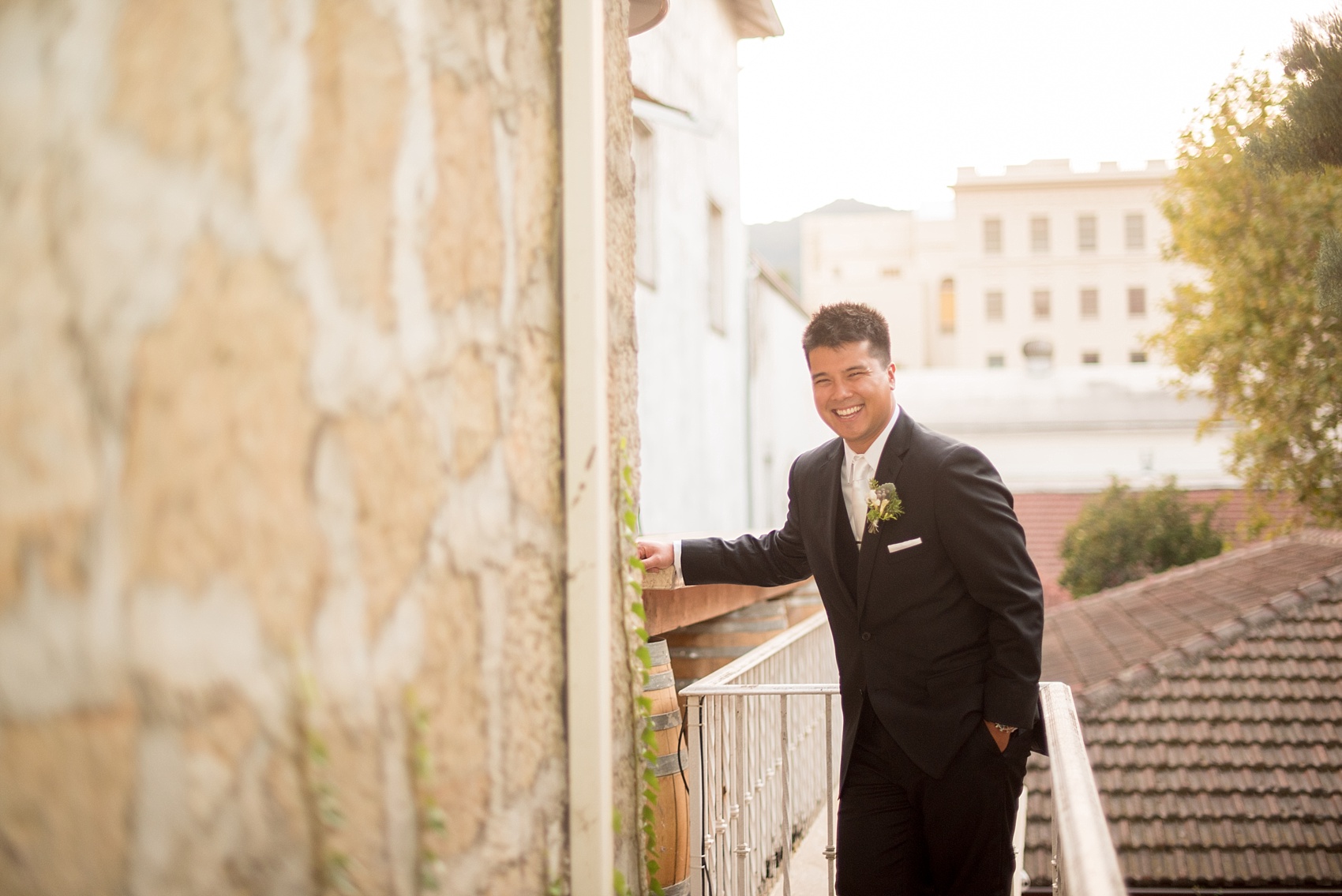 Mikkel Paige Photography photo of the groom at his wedding at Testarossa Winery in Los Gatos, California.