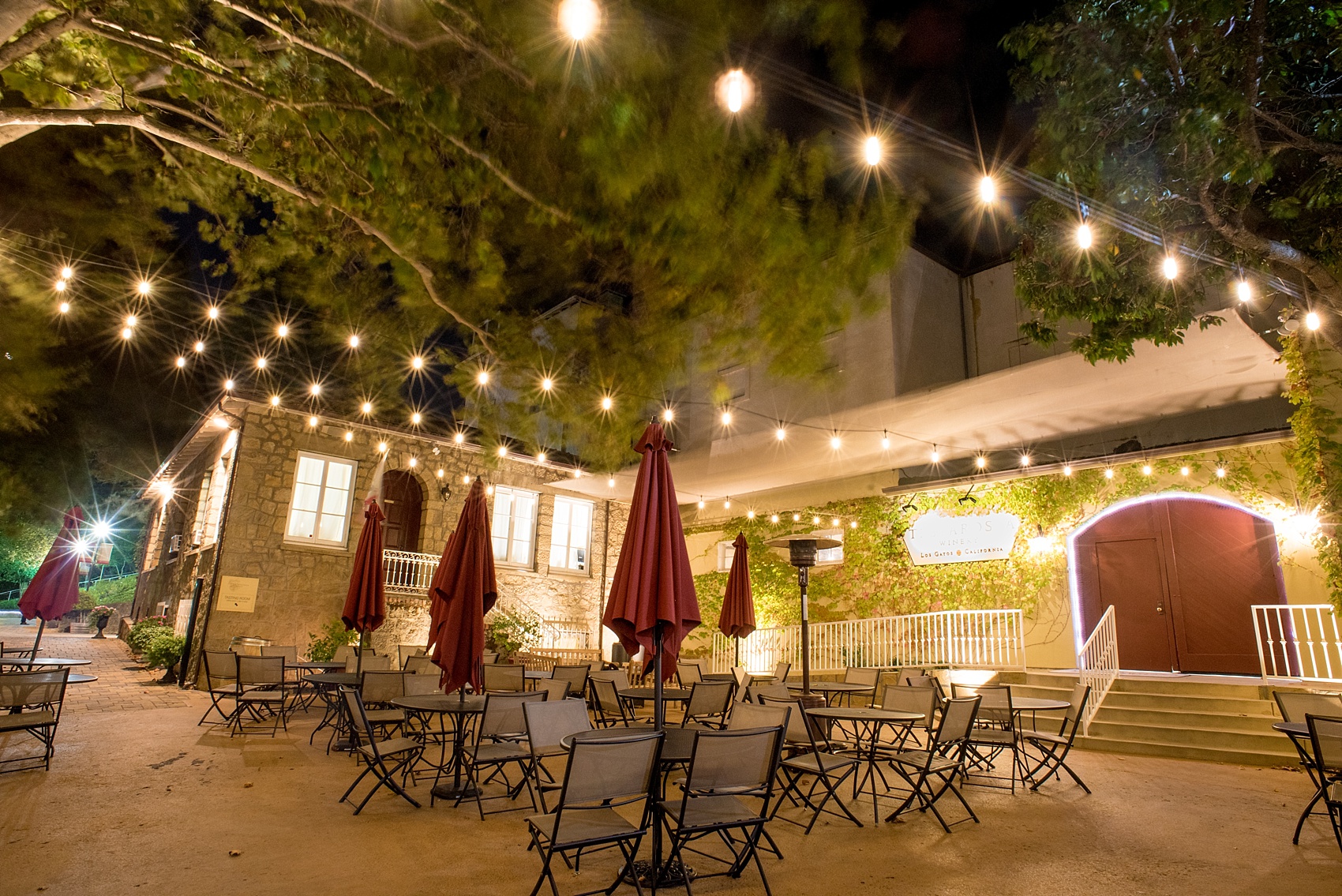 Mikkel Paige Photography night photo at a Testarossa Winery wedding in Los Gatos, California.