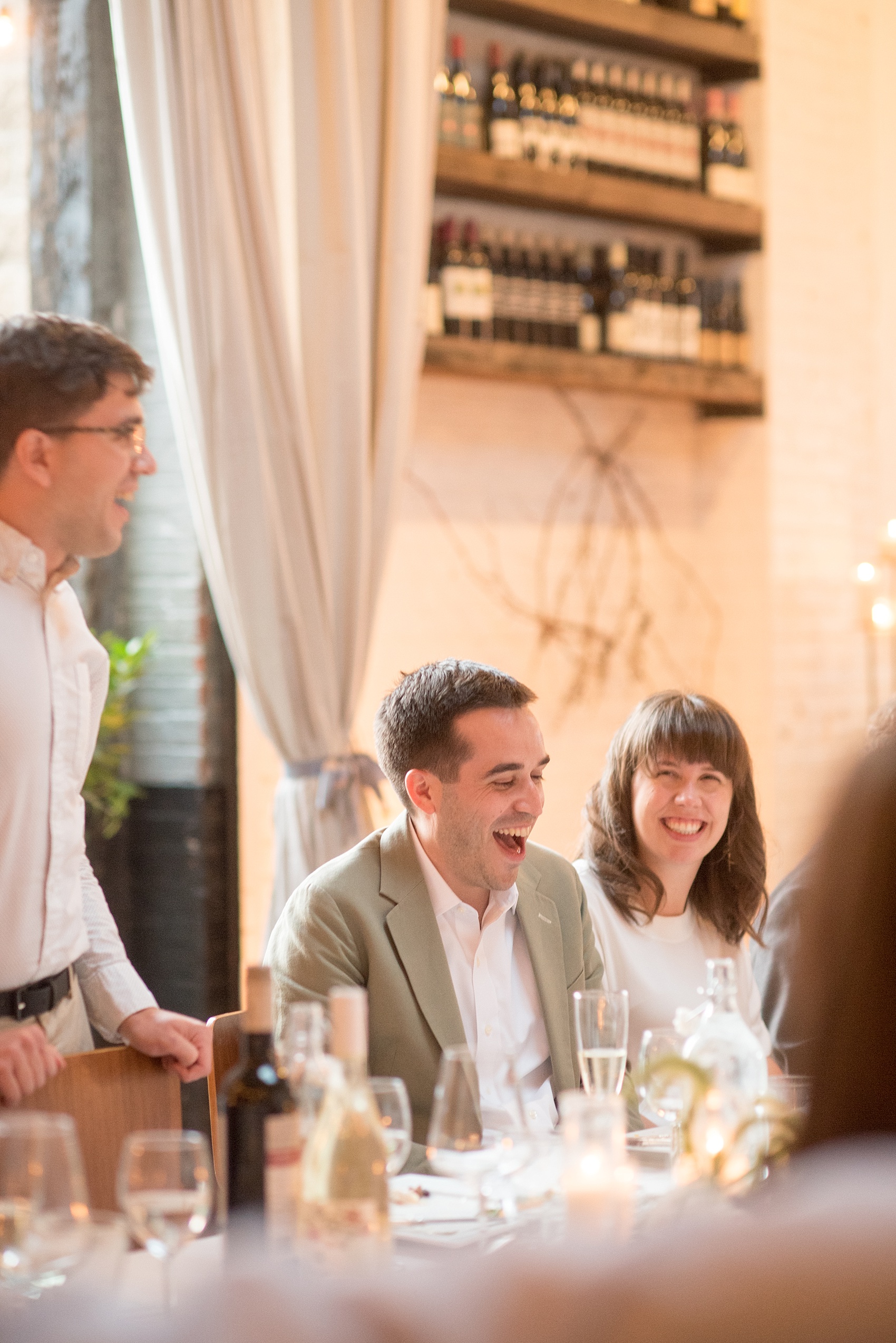 Mikkel Paige Photography photos of a wedding rehearsal dinner at Aterlier Roquette, Brooklyn. A romantic intimate setting for a small gathering in a warehouse district.