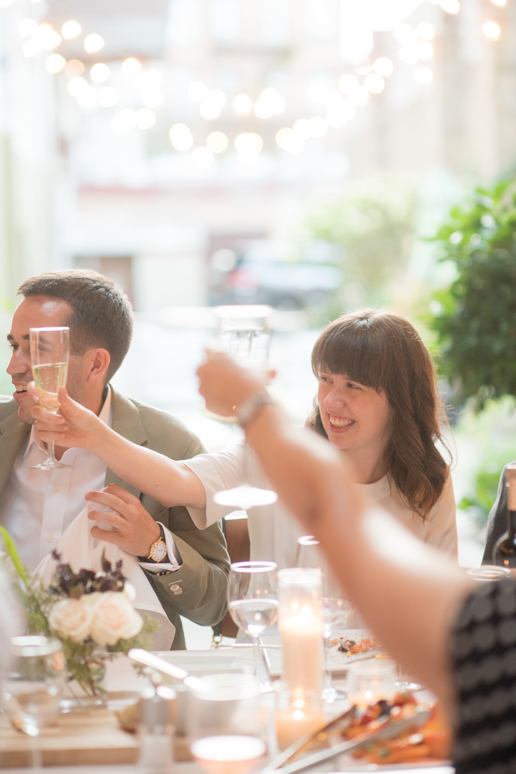 Mikkel Paige Photography photos of a wedding rehearsal dinner at Aterlier Roquette, Brooklyn. A romantic intimate setting for a small gathering.