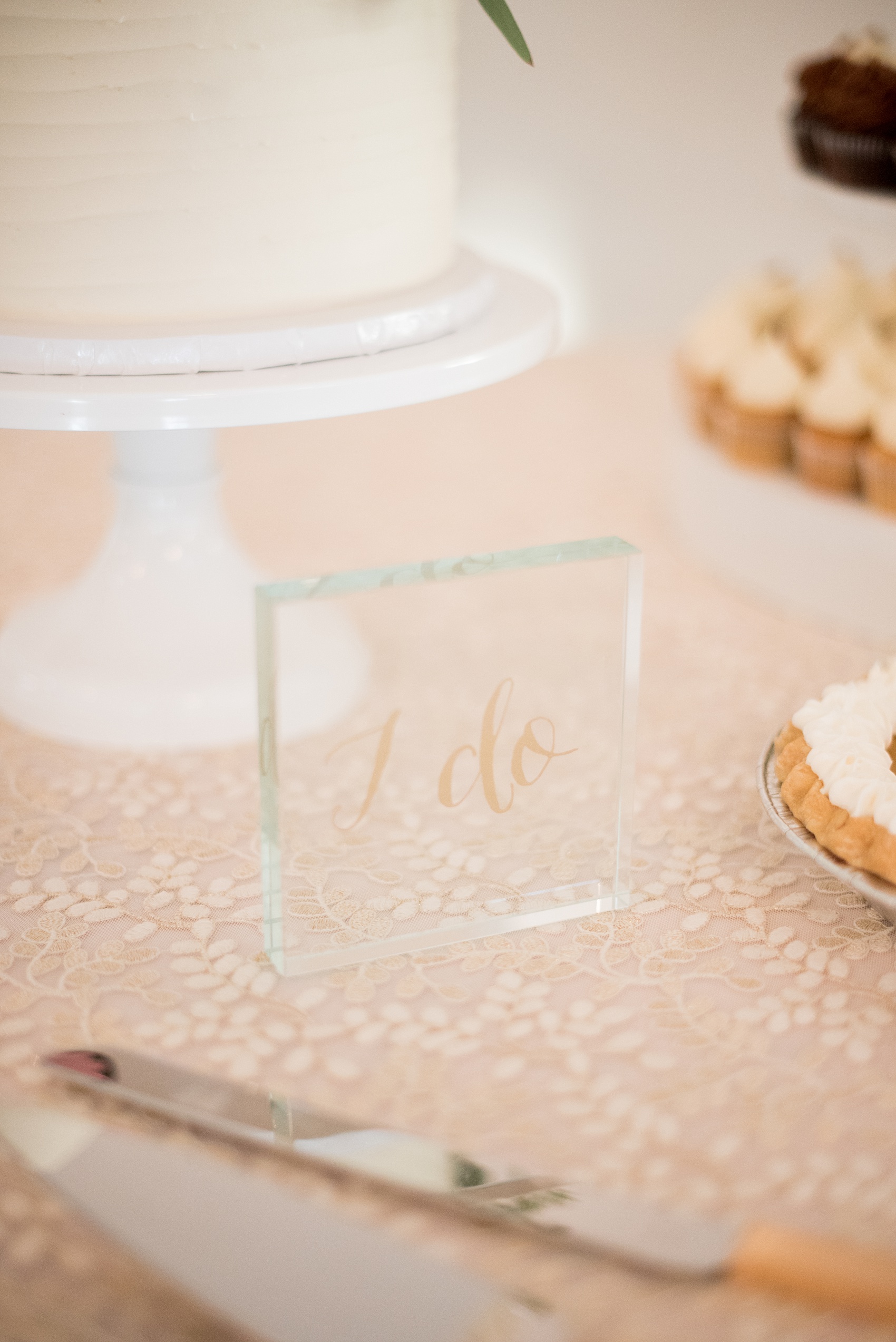 Mikkel Paige Photography photos from a Merrimon-Wynne House wedding in Raleigh. "I do" glass dessert table signage.