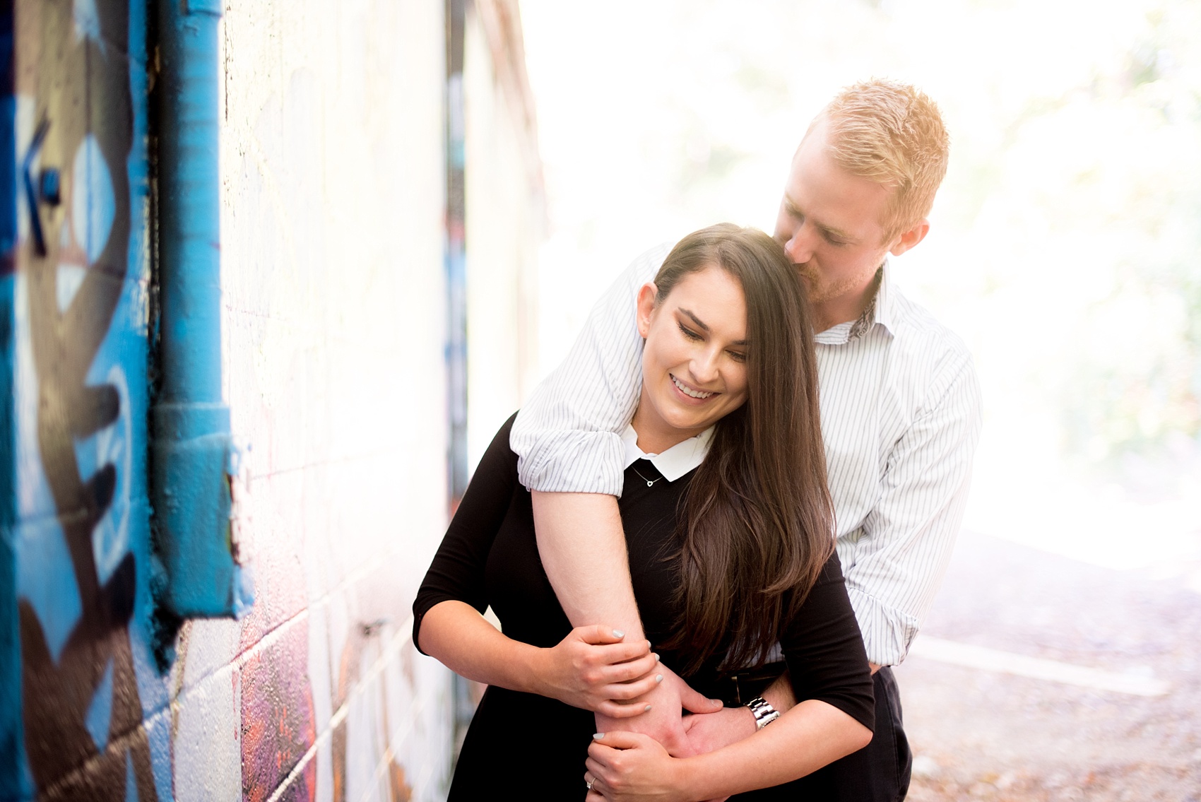 Mikkel Paige Photography photos of a colorful downtown Raleigh engagement session.