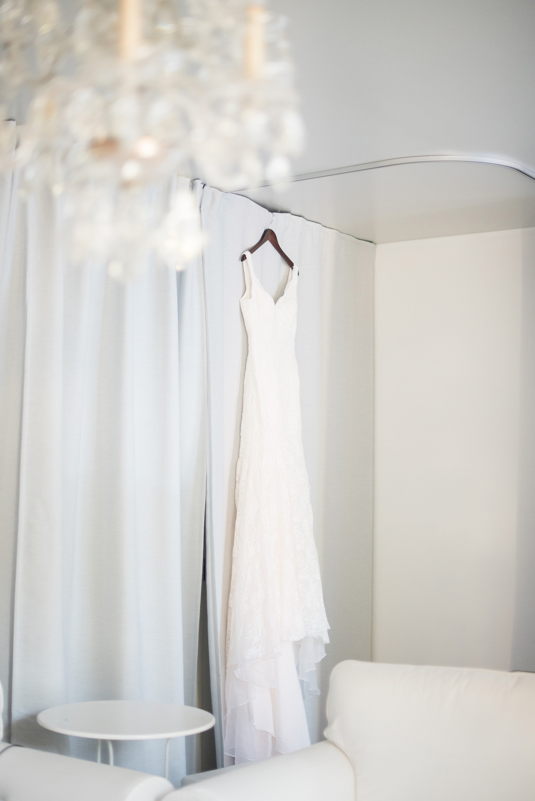 Mikkel Paige Photography photo of a wedding dress in The White Room in downtown Raleigh for a North Carolina wedding.