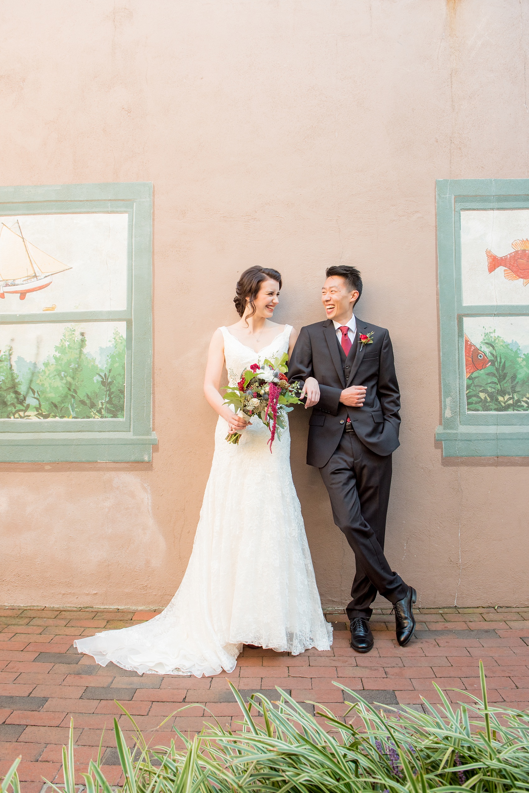 Mikkel Paige Photography photos of bride and groom in downtown Raleigh for a 214 Martin Street wedding.