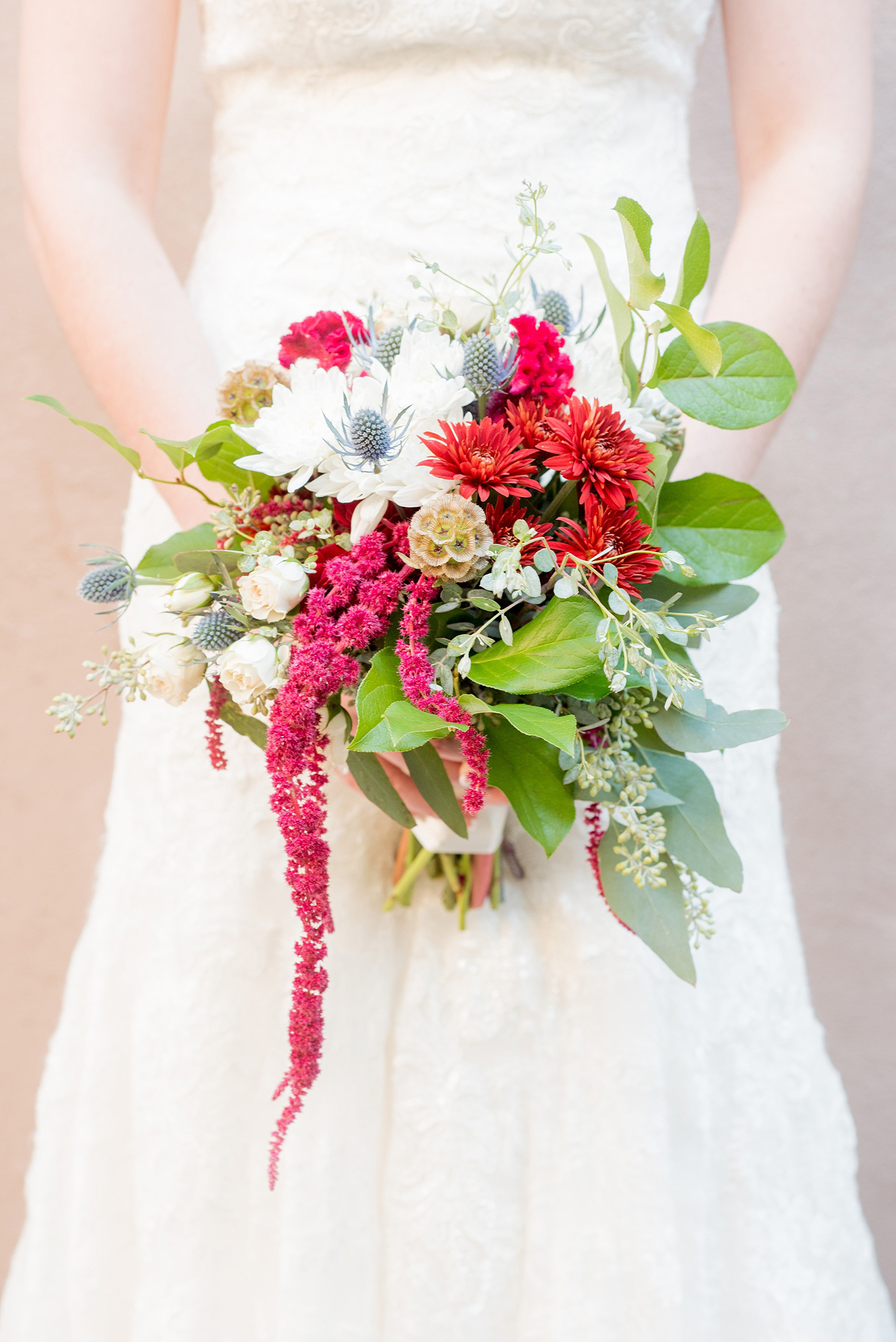 Mikkel Paige Photography photos of a fall wedding bouquet for a downtown Raleigh wedding at 214 Martin Street.