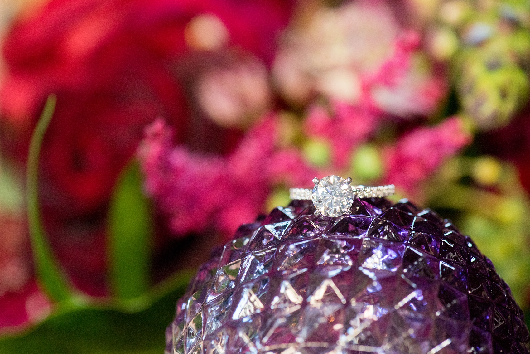 Mikkel Paige Photography photos of a NYC proposal at The Nomad Hotel. The ring was presented with vintage perfume bottles. 