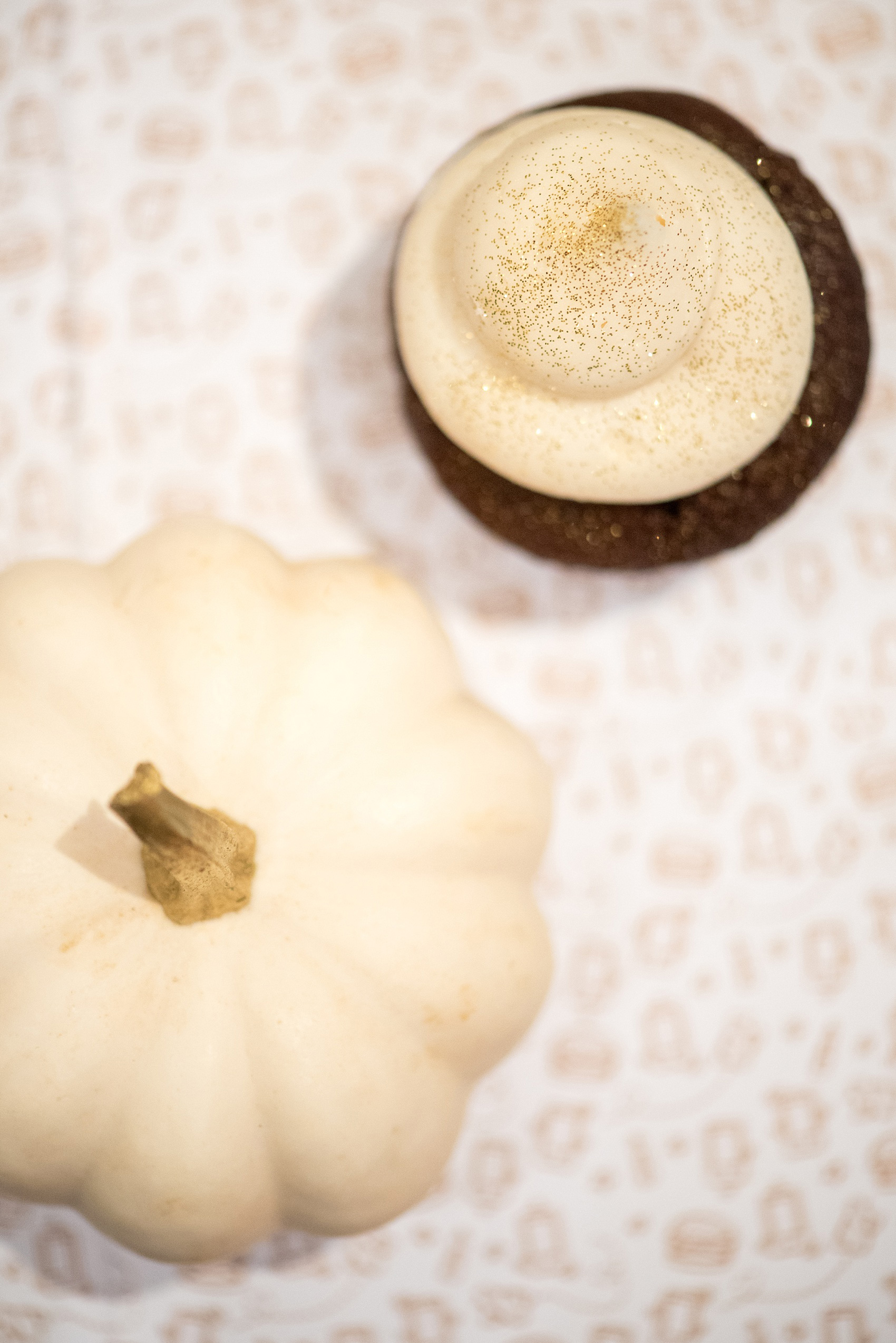 Mikkel Paige Photography photos at The Glass Box in downtown Raleigh. White pumpkins and chocolate cupcakes by The Cupcake Shoppe.