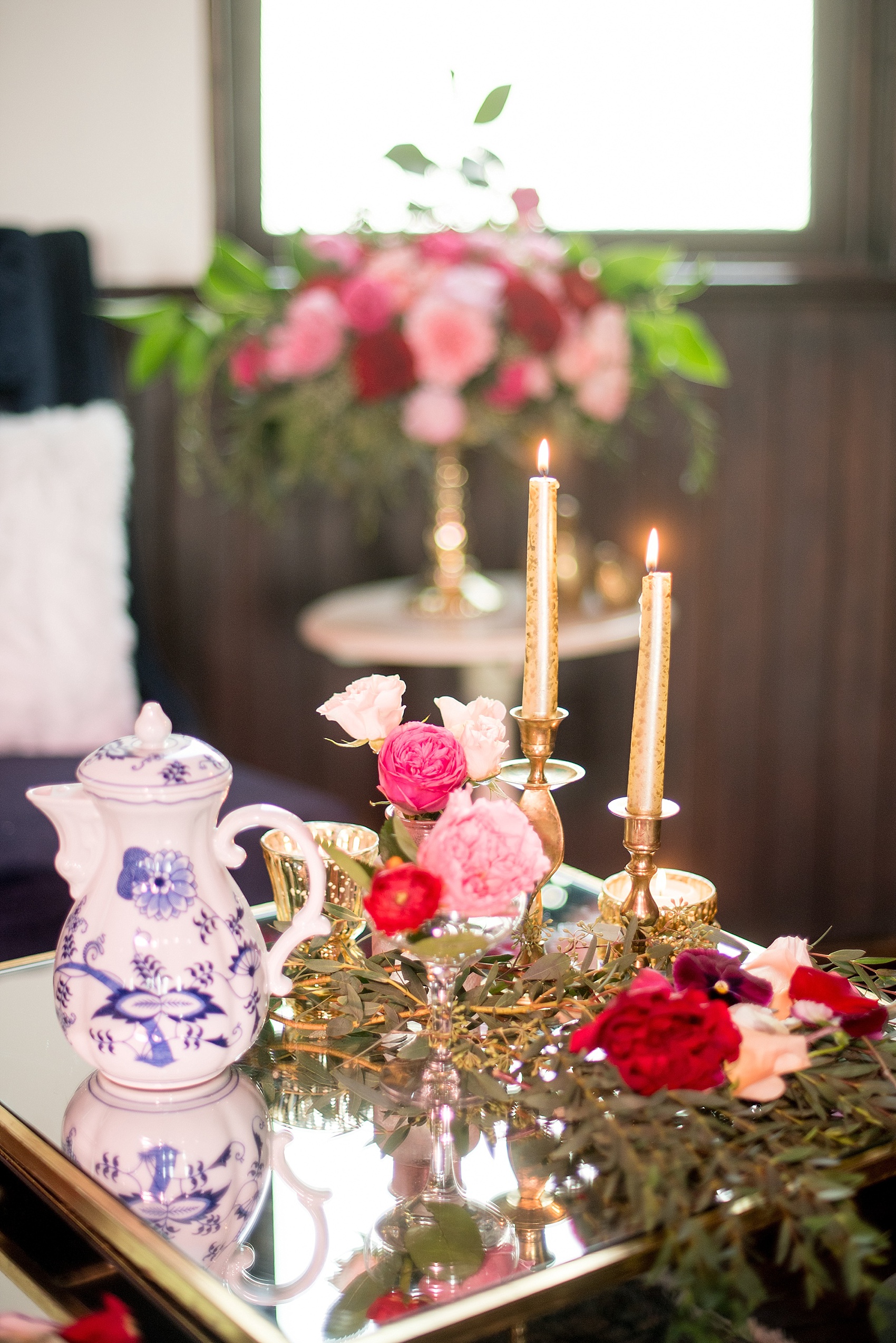 All Saints Chapel Raleigh bridal photos with an inspirational tea for Galentine's Day.