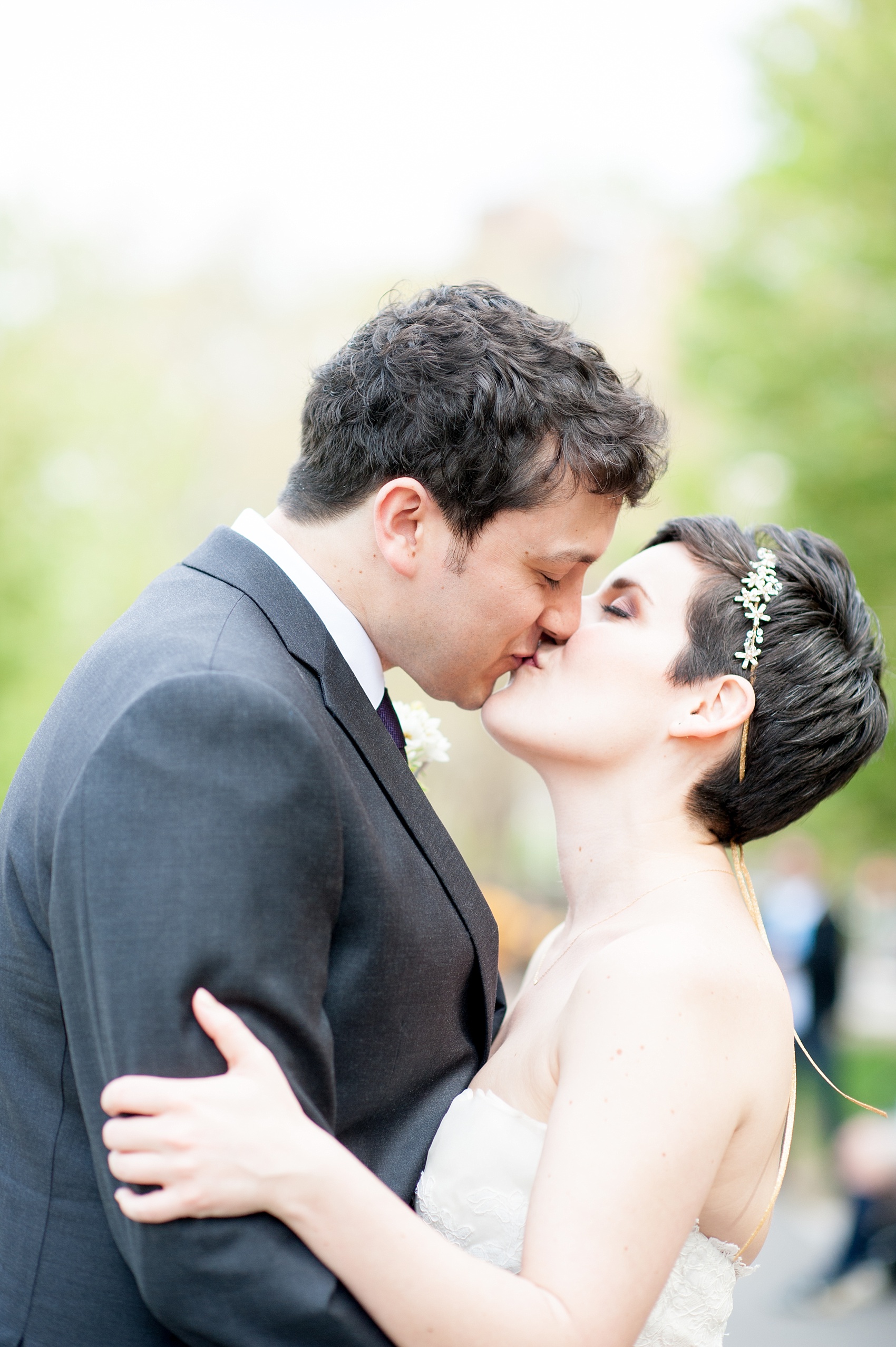 Mikkel Paige Photography Brooklyn Winery wedding photos. Picture of the bride and groom kissing.