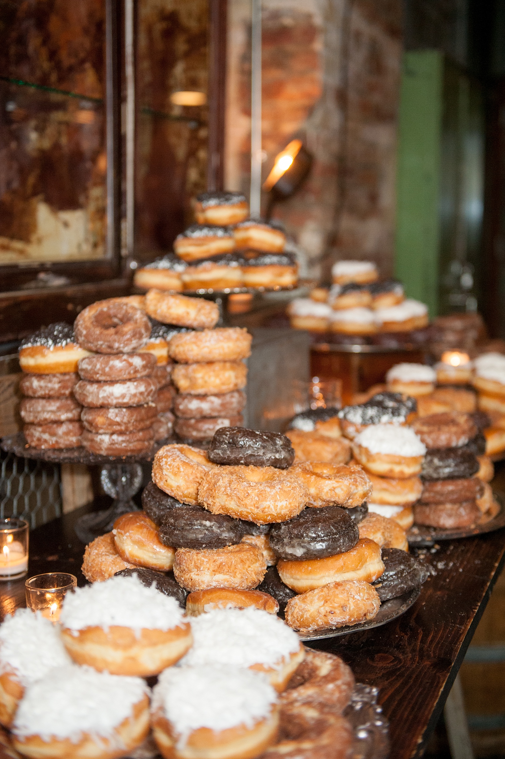 Mikkel Paige Photography Brooklyn Winery wedding photos. Picture of the donut dessert bar.