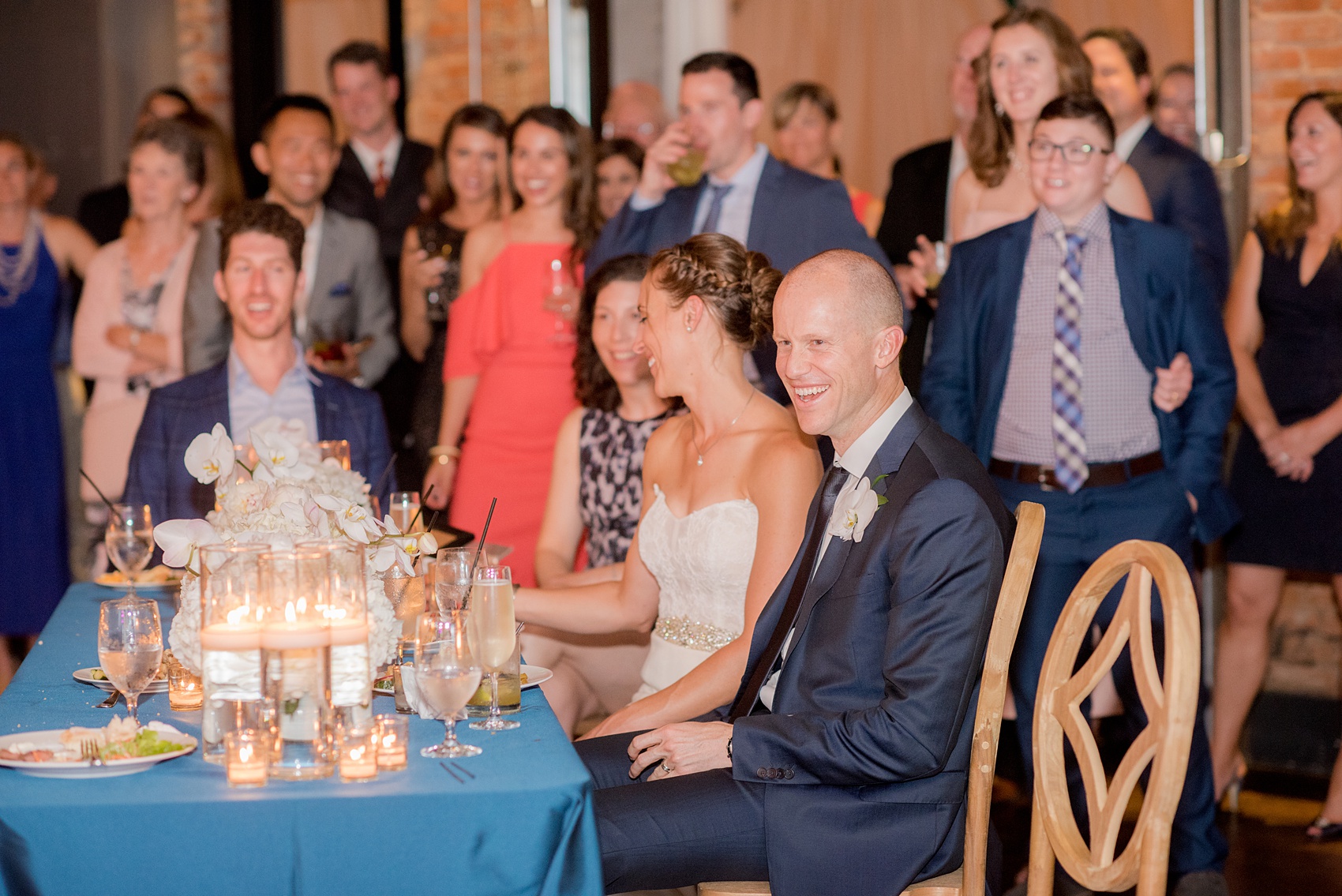 The Cookery Durham wedding photos by Mikkel Paige Photography. Picture of the bride and groom during toasts.