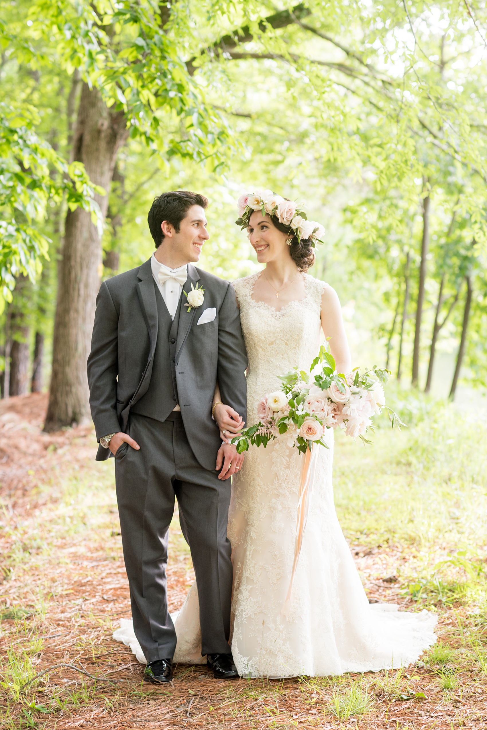 Pavilion at Angus Barn wedding photos by Mikkel Paige Photography. Raleigh spring celebration with flower crown and bouquet by Meristem Floral.