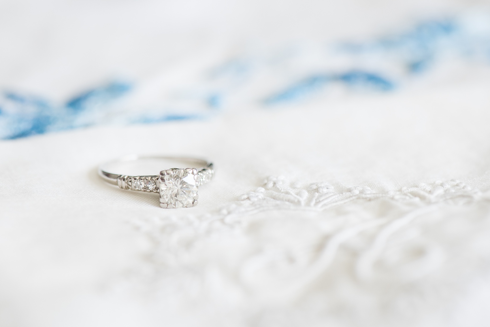Pavilion at Angus Barn wedding photos by Mikkel Paige Photography. Detail picture of the bride's grandmother's vintage heirloom estate diamond ring.