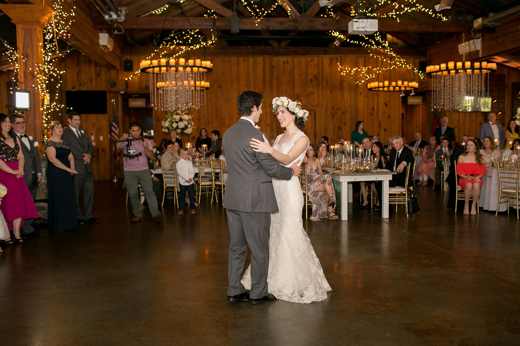 Pavilion at Angus Barn wedding photos by Mikkel Paige Photography. Picture of the bride and groom during their first dance.