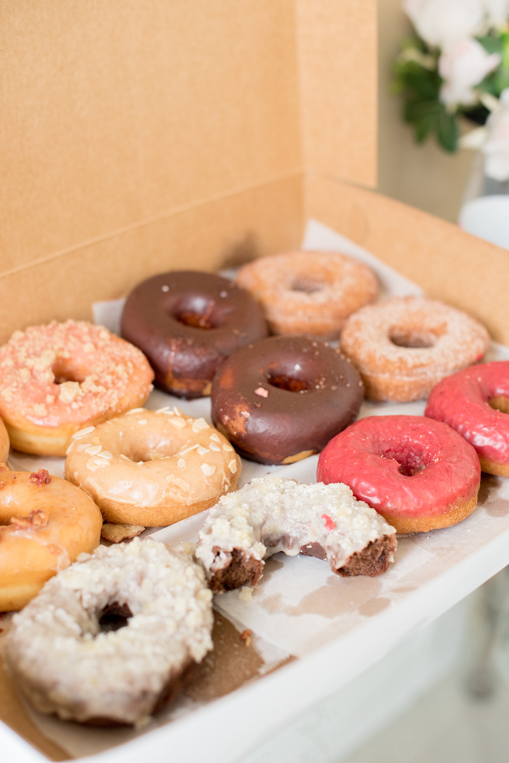 Mikkel Paige Photography photos from a wedding in Durham, North Carolina at The Rickhouse. Detail image of Monuts gourmet donuts.