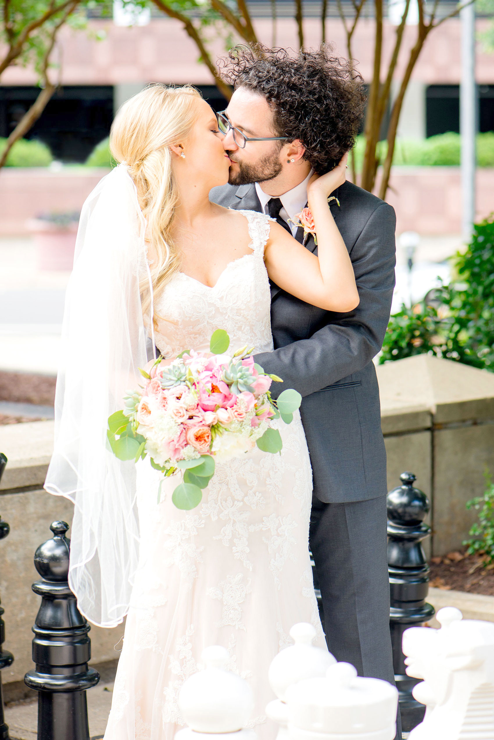 Mikkel Paige Photography photos from a wedding in Durham, North Carolina. Picture of the bride and groom on a giant chess board.