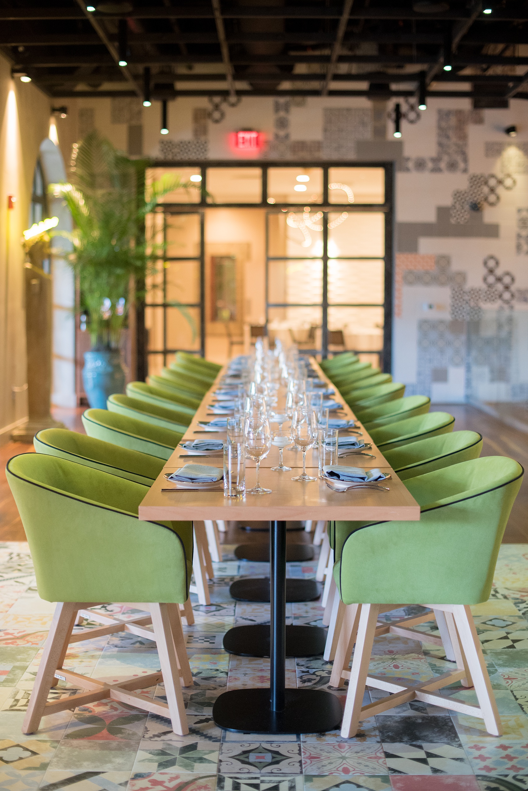 Photos of Vidrio restaurant in Raleigh, NC by Mikkel Paige Photography. Wedding venue in North Carolina with mediterranean and Spanish inspired art and interior design.