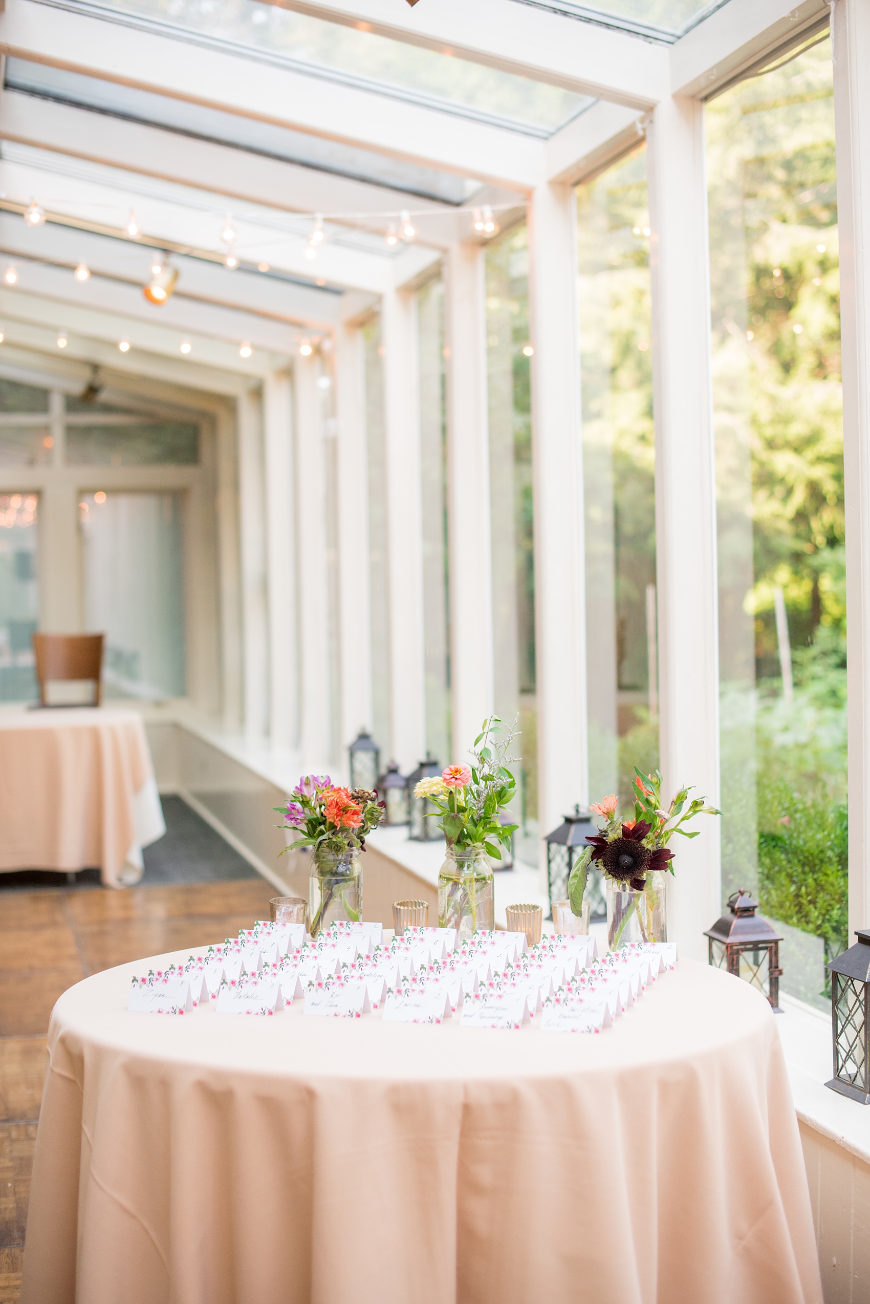 Mikkel Paige Photography photos of a wedding at Crabtree Kittle's House. Picture of the reception area and escort card table.