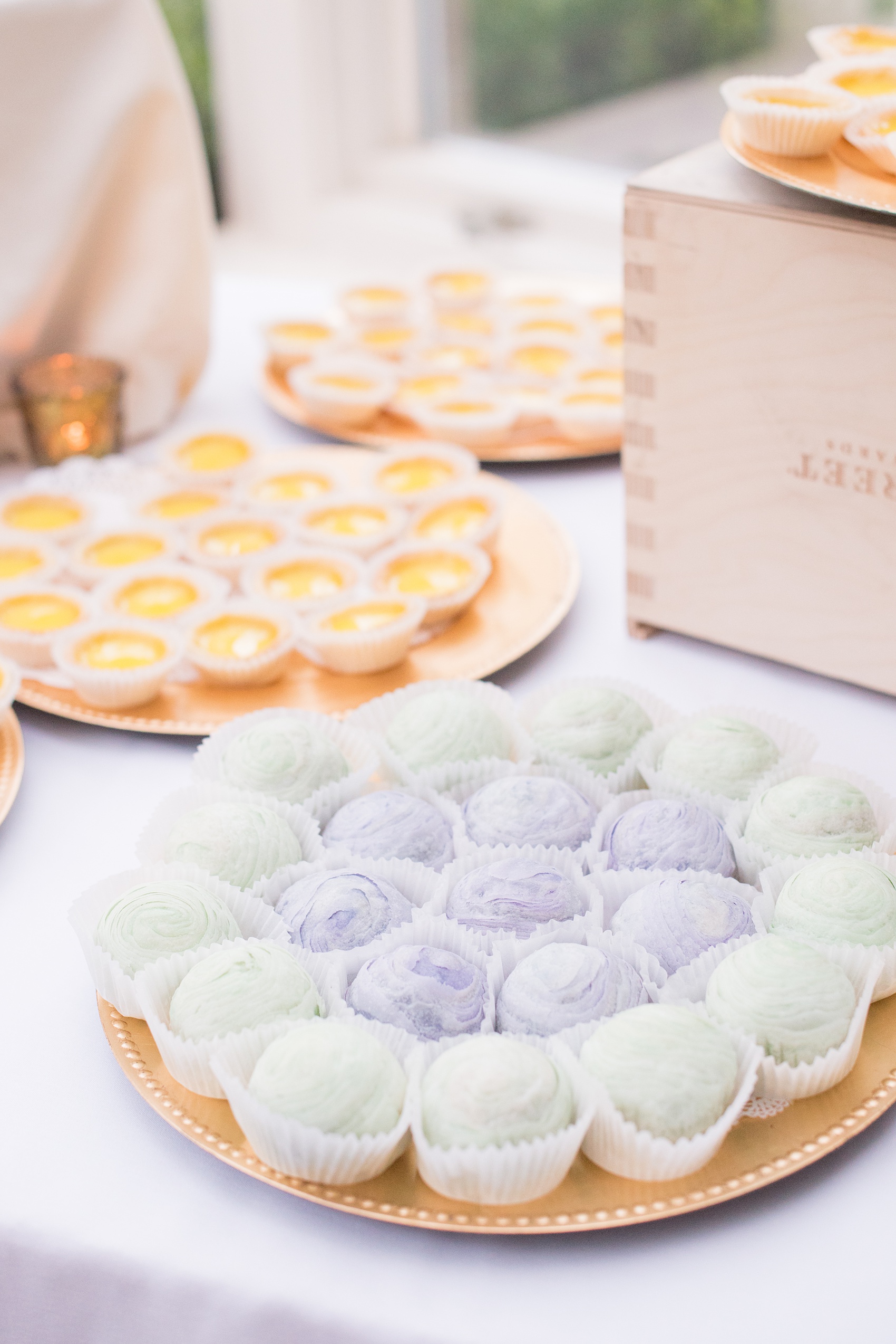 Mikkel Paige Photography photos of a wedding at Crabtree Kittle's House. Detail picture of the chinese desserts.