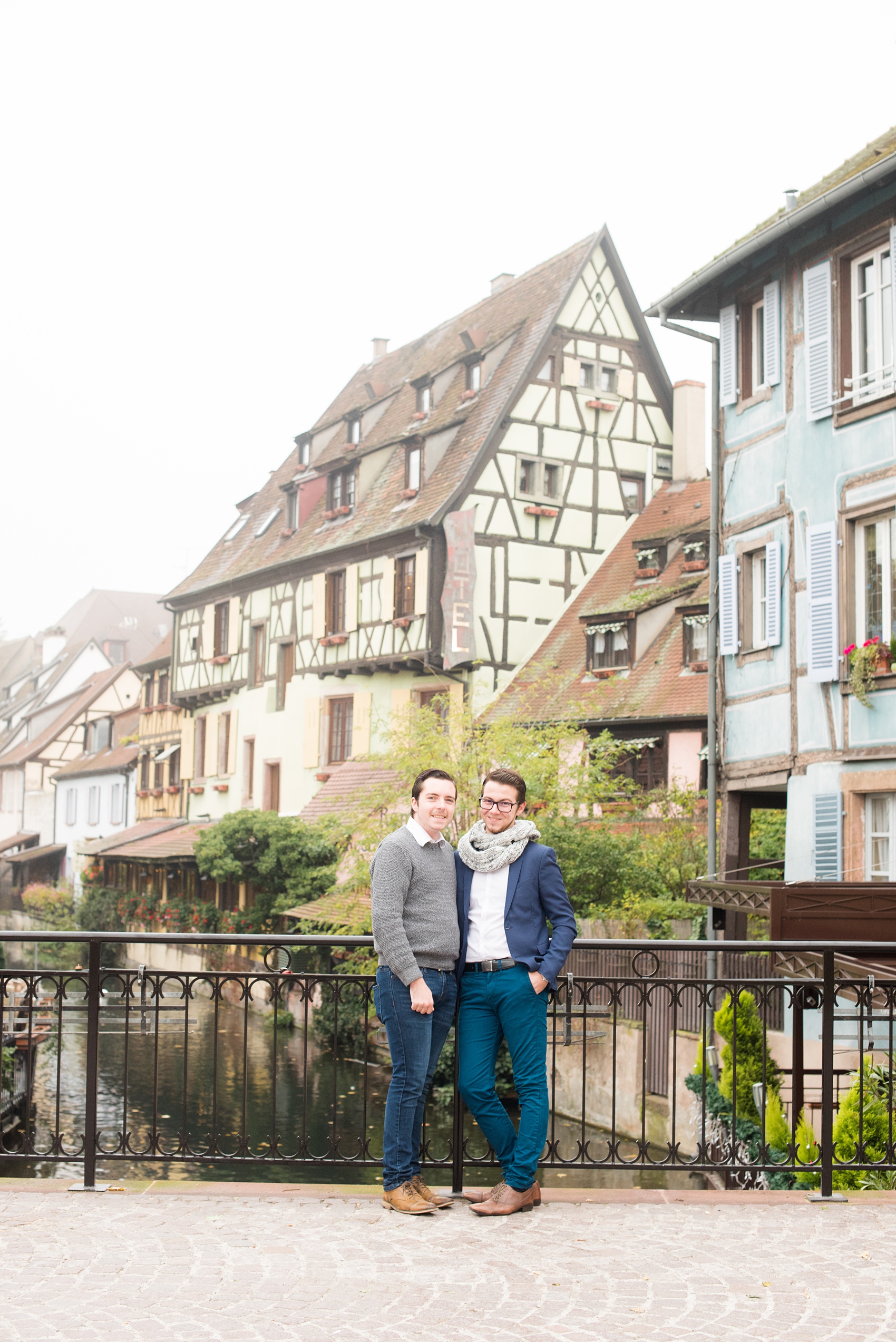 Mikkel Paige Photography pictures of an engagement session in Colmar, France in the Alsace region. Photo of a same sex couple in Little Venice.