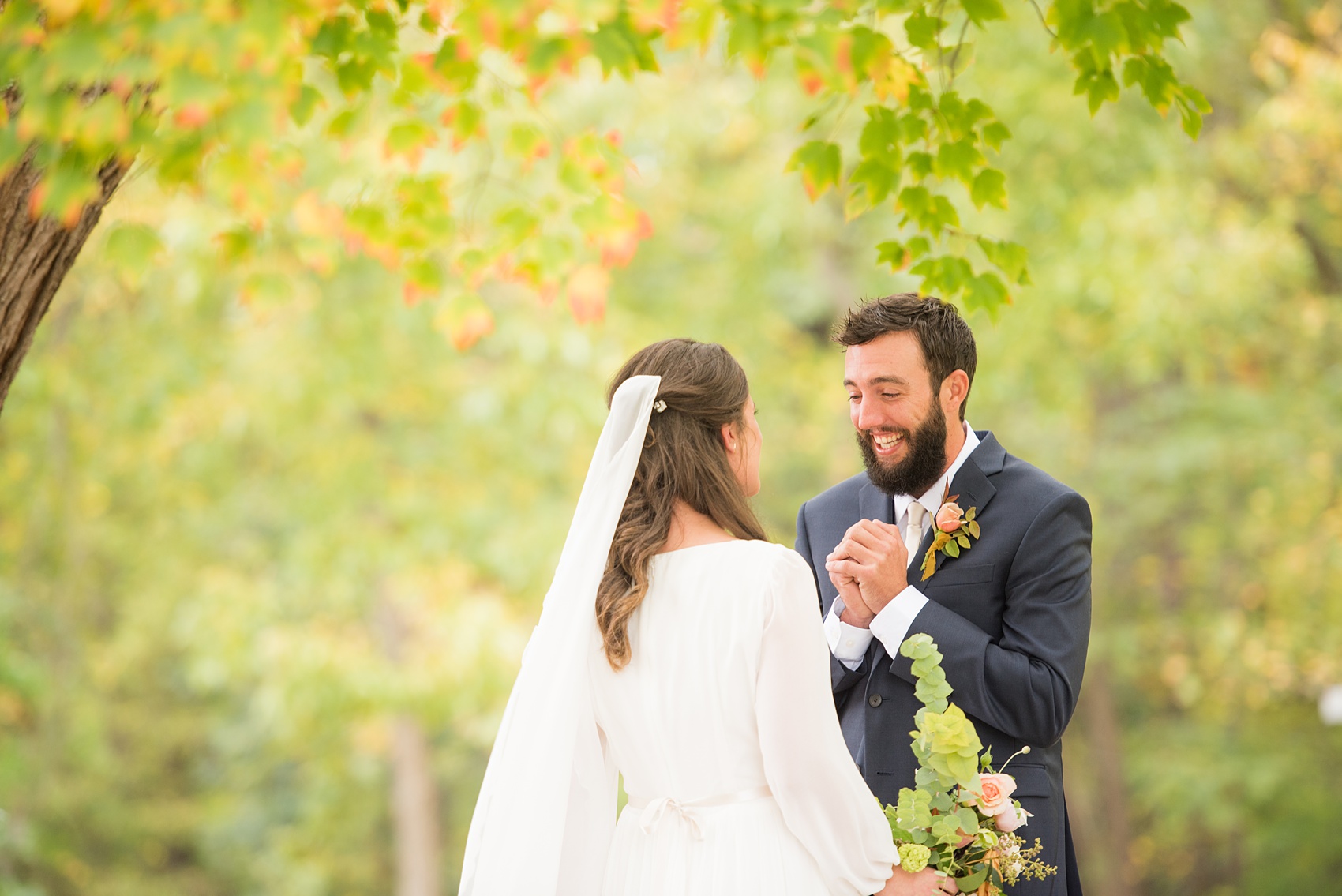 Mikkel Paige Photography photos from a wedding at Leslie-Alford Mims House in North Carolina. Picture of the bride and groom's first look.