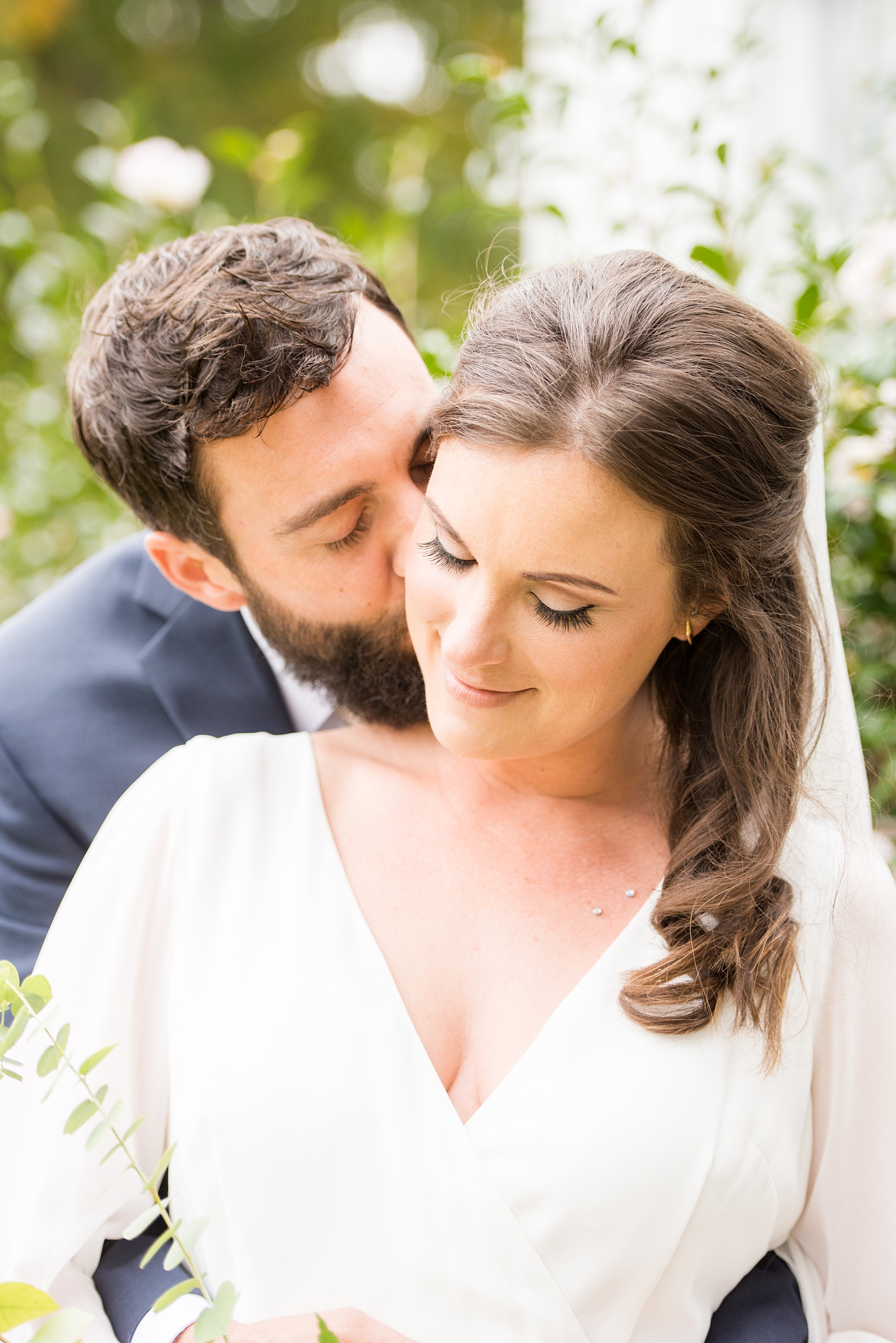 Mikkel Paige Photography photos from a wedding at Leslie-Alford Mims House in North Carolina. Picture of the bride and groom during their boho Mad Dash Wedding.