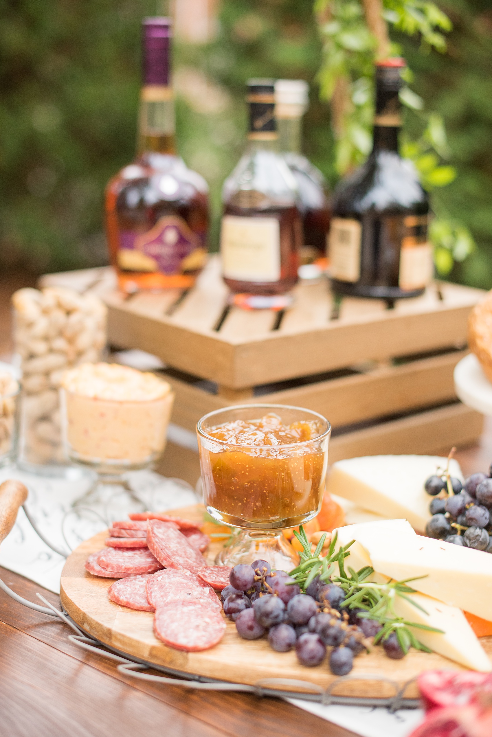 Mikkel Paige Photography photos from a wedding at Leslie-Alford Mims House in North Carolina. Picture of the charcuterie display by Belle's Catering. 