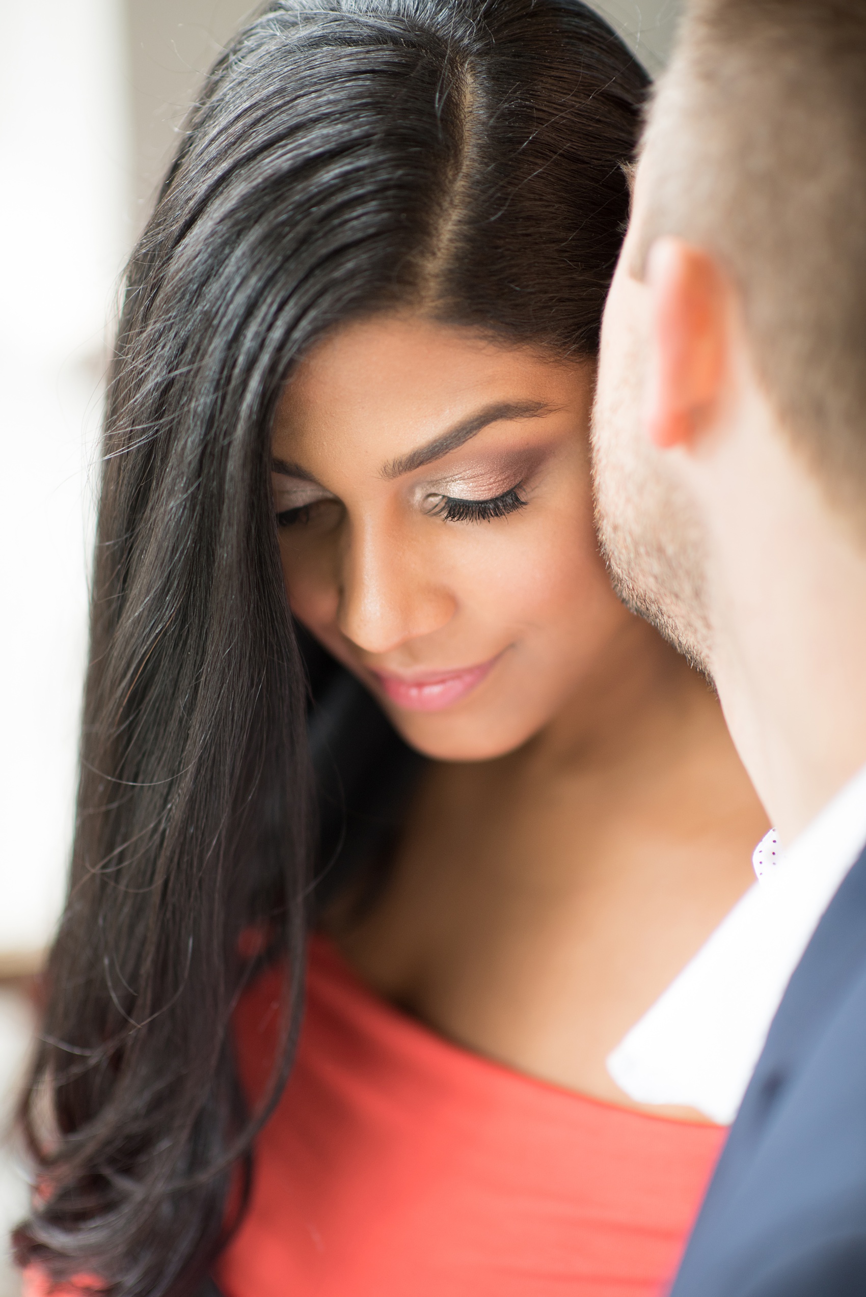 Mikkel Paige Photography pictures of an engagement session in Tribeca. A photo of the bride's incredible makeup and lashes.