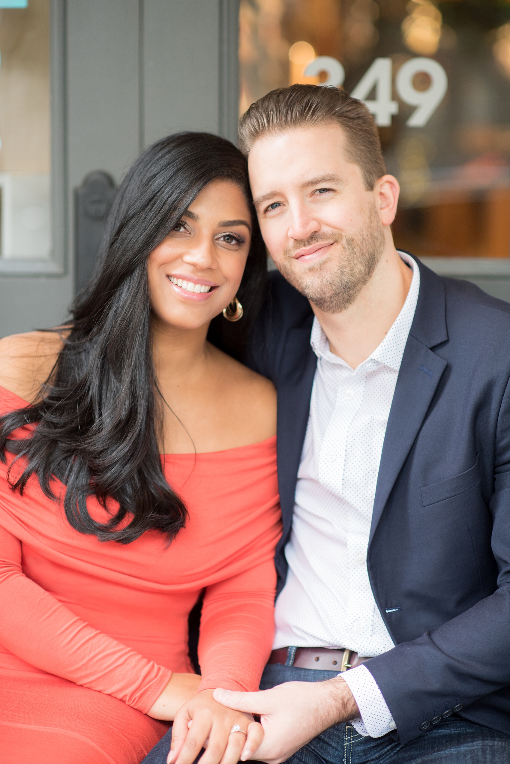 Mikkel Paige Photography pictures of an engagement session in Tribeca. A photo of the bride and groom in fall attire.