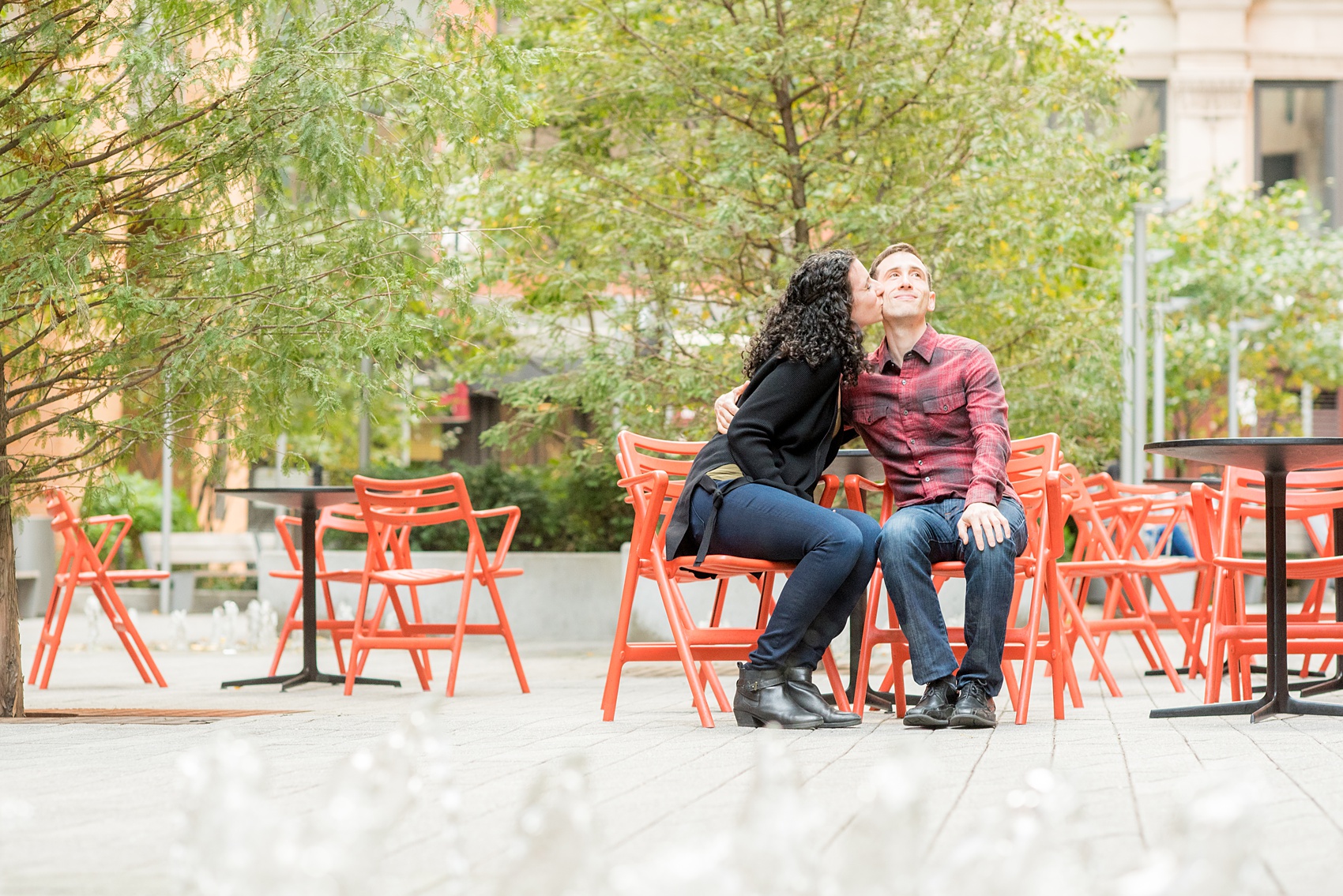 Mikkel Paige Photography engagement photos in lower manhattan near City Hall and the Brooklyn Bridge.