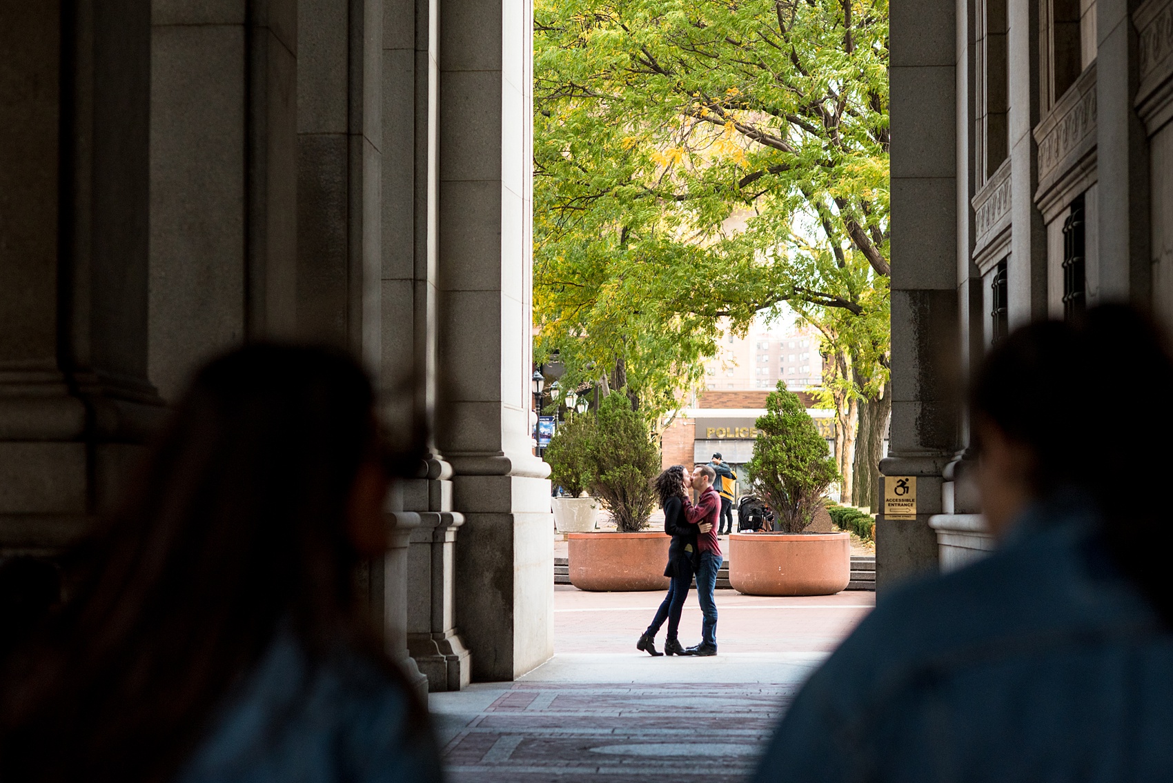 Mikkel Paige Photography engagement photos in lower manhattan near City Hall and the Brooklyn Bridge.