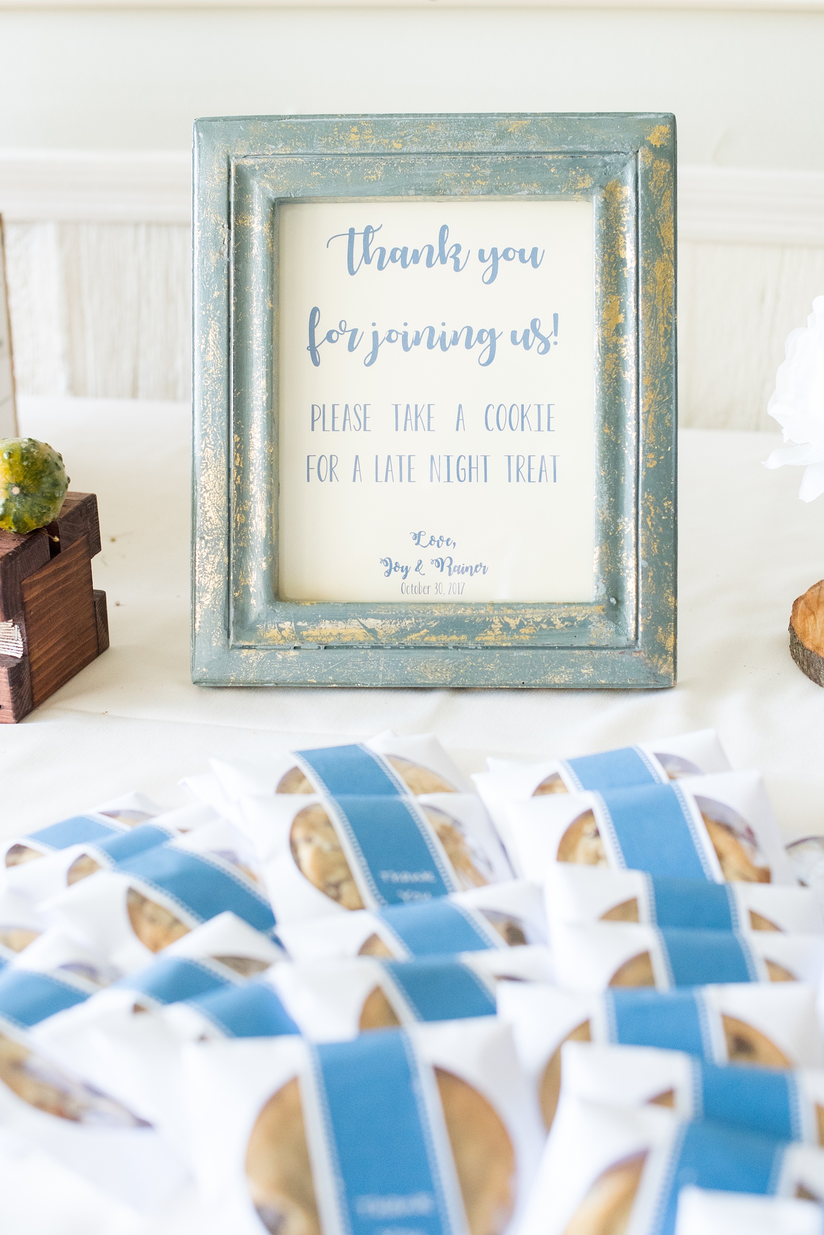 Mikkel Paige Photography photos of a wedding at Crabtree's Kittle House in Chappaqua, New York. Picture of the guest favor cookie table.
