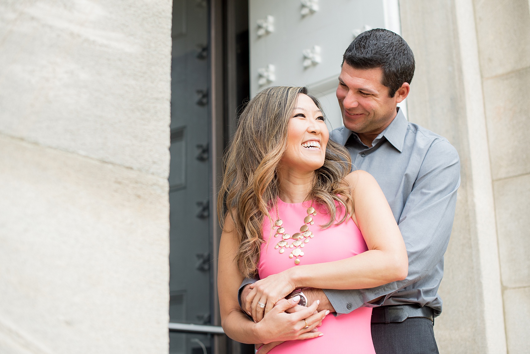 Colorful photos during a fall, autumn season engagement session. Taken by Mikkel Paige Photography in an urban city setting. Click through to see more from this vibrant, unique photography session.