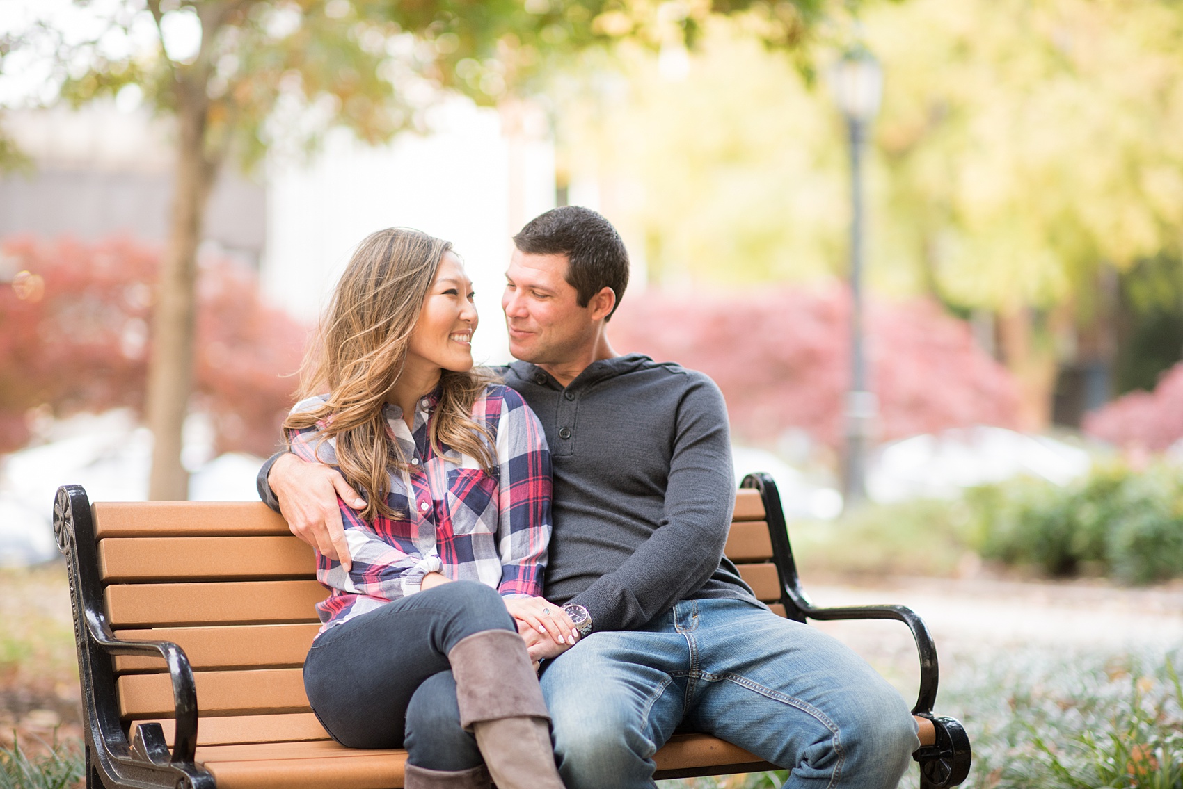 Colorful photos taken during a fall, autumn season engagement anniversary session. Images taken by Mikkel Paige Photography in an urban city setting. Click through to see more from this vibrant, unique photography session with lots of fun colors, street art murals and ideas for outfits!