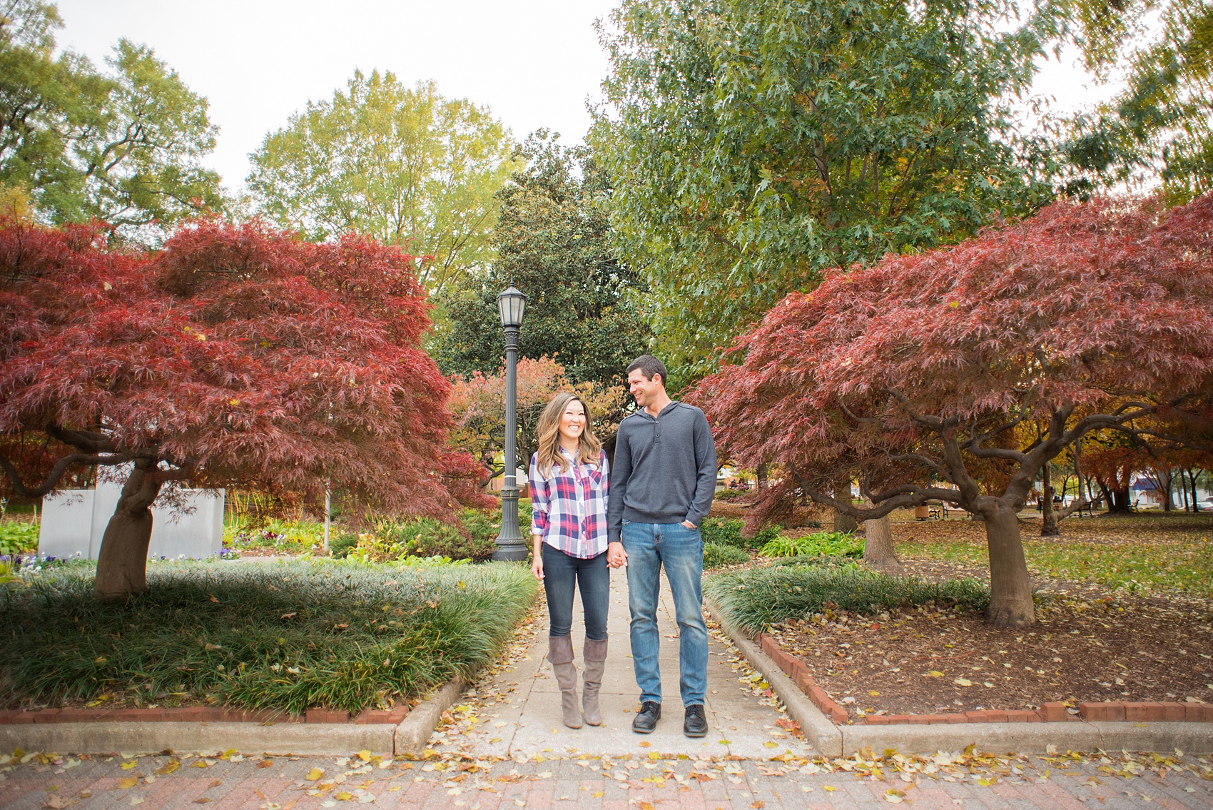 Colorful photos taken during a fall, autumn season engagement anniversary session. Images taken by Mikkel Paige Photography in an urban city setting. Click through to see more from this vibrant, unique photography session with lots of fun colors, street art murals and ideas for outfits!