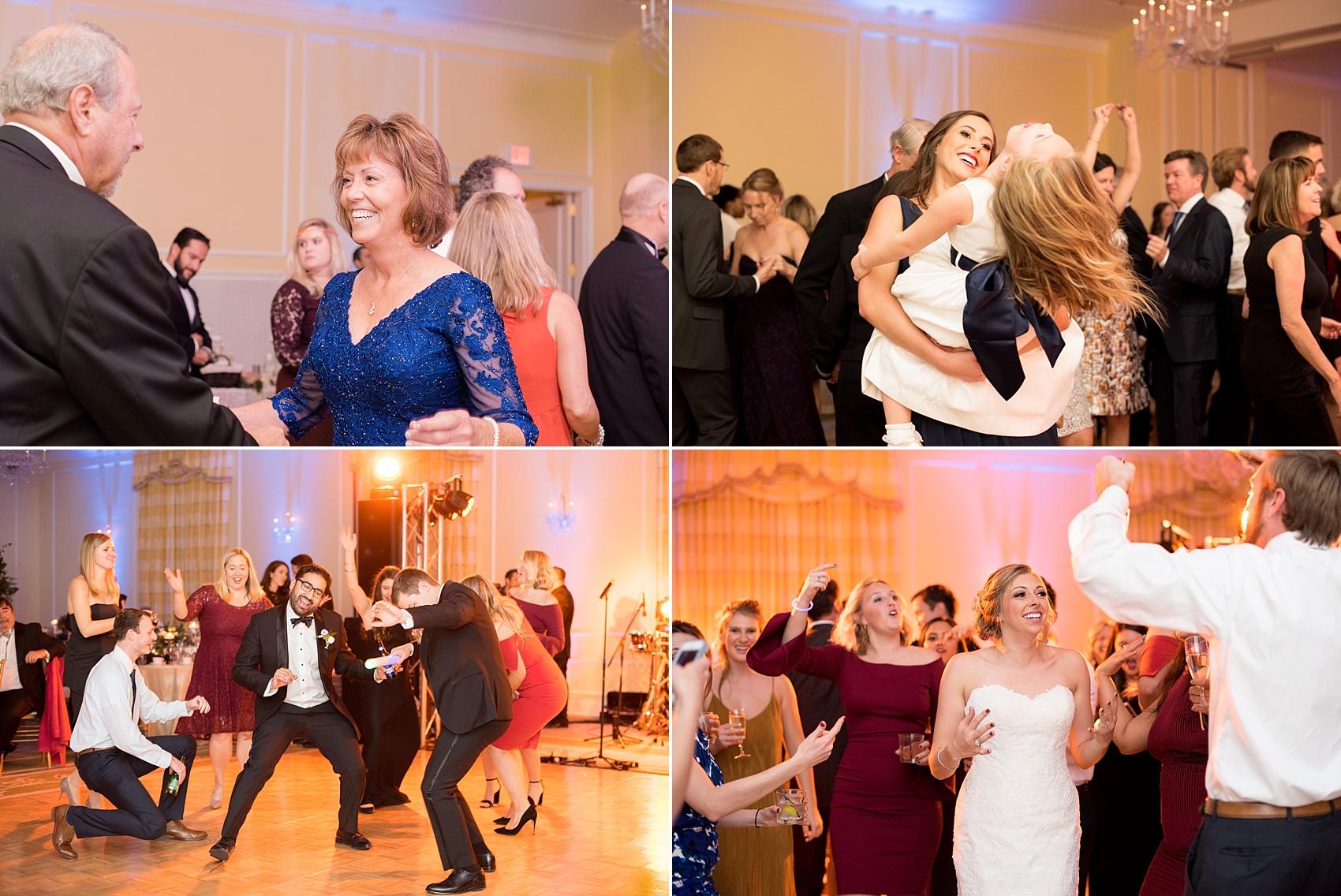 Beautiful wedding photos at The Carolina Inn at Chapel Hill, North Carolina by Mikkel Paige Photography. Picture of the guests dancing to a live band at the reception. Planning by McLean Events. Click through to see the rest of this gorgeous winter wedding! #thecarolinainn #snowywedding