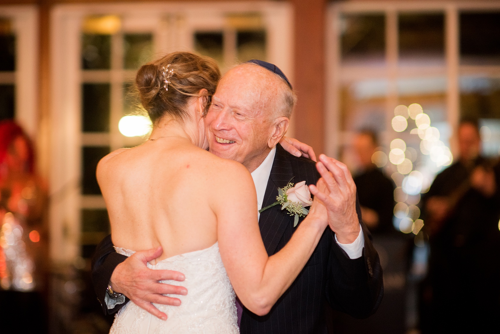 Photos by Mikkel Paige Photography of a Central Park Wedding reception at the Loeb Boathouse venue with a romantic winter theme. Picture of the bride's dance with her father. Click through for more images from this beautiful day! #CentralParkWedding