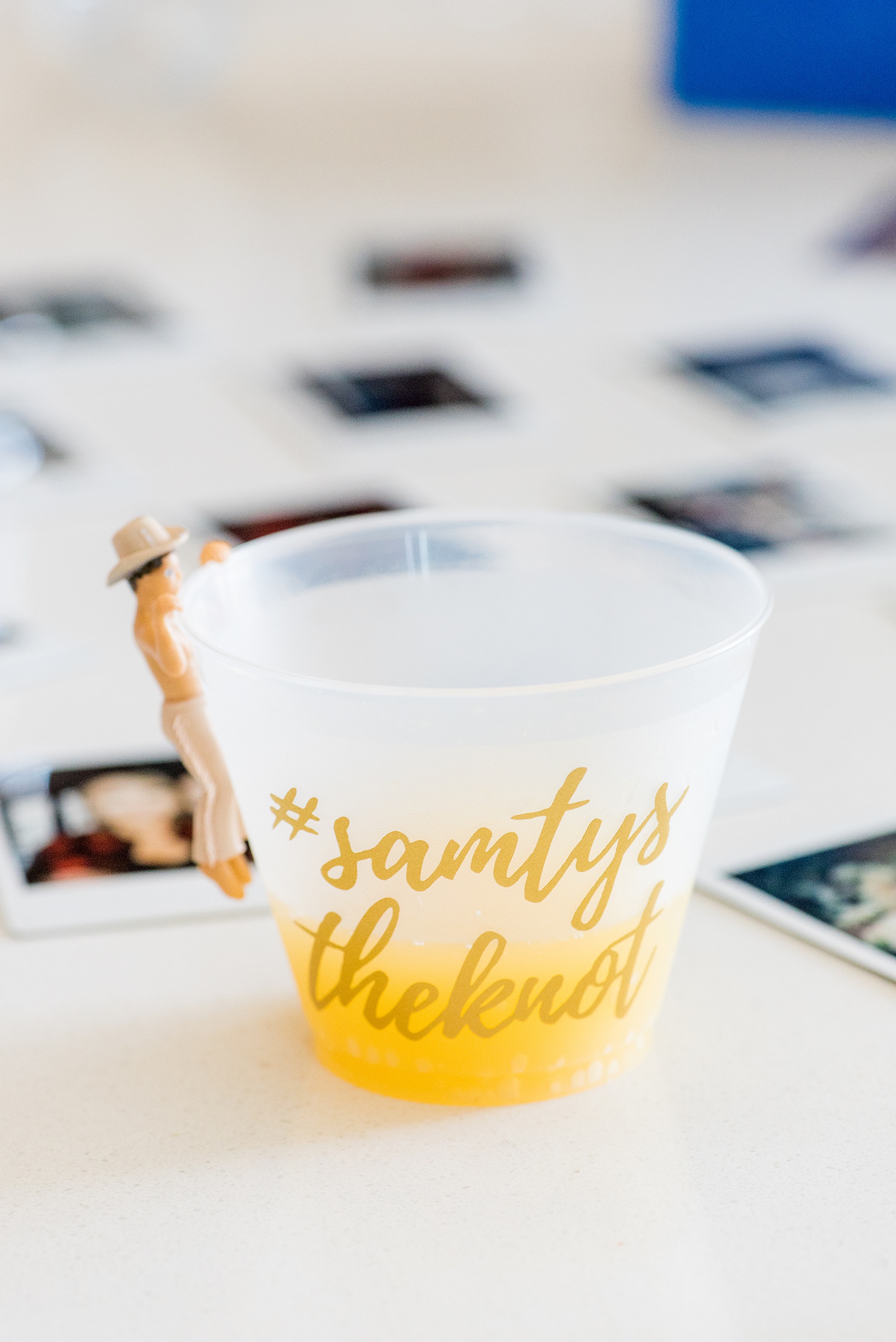 Saratoga Springs destination wedding photos by Mikkel Paige Photography. The bridal party got ready at the Pavilion Grand hotel with Polaroid photo fun and custom hashtag cups. #SaratogaSpringsNY #SaratogaSprings #mikkelpaige #NYwedding #destinationwedding 