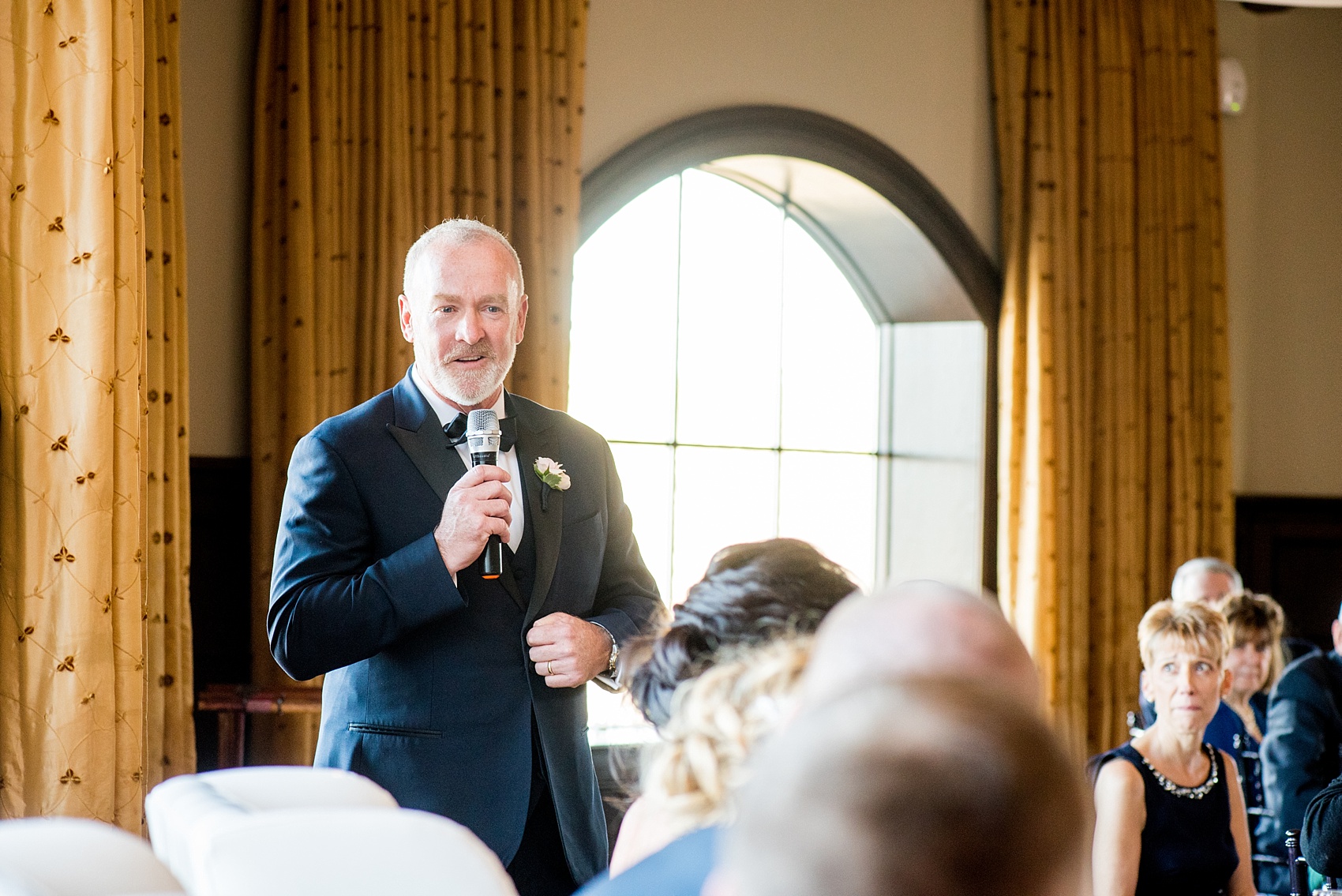 Saratoga Springs destination wedding photos by Mikkel Paige Photography. The spring event was held at Saratoga National Golf Club venue. The father of the bride gave a special speech to the newlyweds during the reception. #SaratogaSpringsNY #SaratogaSprings #mikkelpaige #NYwedding #destinationwedding #saratogaweddingvenue #golfcoursewedding #fatherofthebride #springwedding