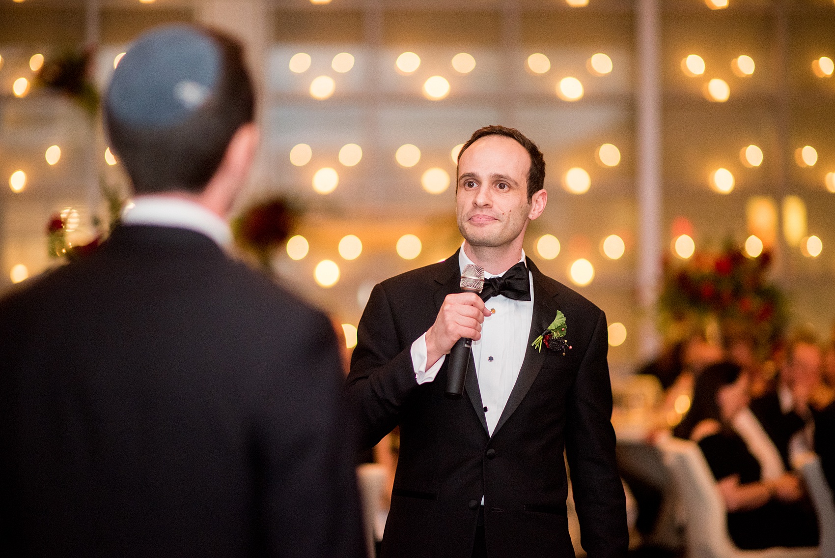 W Hoboken wedding photos at this New Jersey hotel overlooking the NYC skyline. Photos by Mikkel Paige Photography of the best man speeches. #mikkelpaige #HobokenWedding #NewJerseyPhotographer #NewYorkCityPhotographer #NYCweddingphotographer #brideandgroomphotos #redpeonies #romanticwedding #springwedding #CityWedding