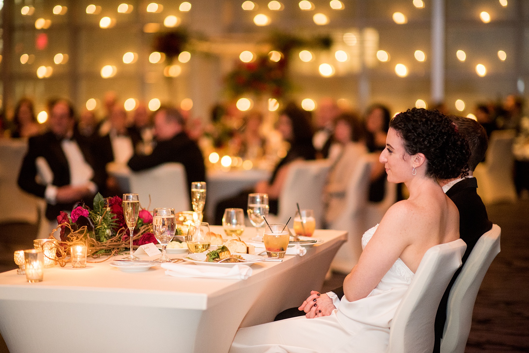 W Hoboken wedding photos at this New Jersey hotel overlooking the NYC skyline. Photos by Mikkel Paige Photography of the reception drenched in candlelight. #mikkelpaige #HobokenWedding #NewJerseyPhotographer #NewYorkCityPhotographer #NYCweddingphotographer #brideandgroomphotos #redpeonies #romanticwedding #springwedding #CityWedding