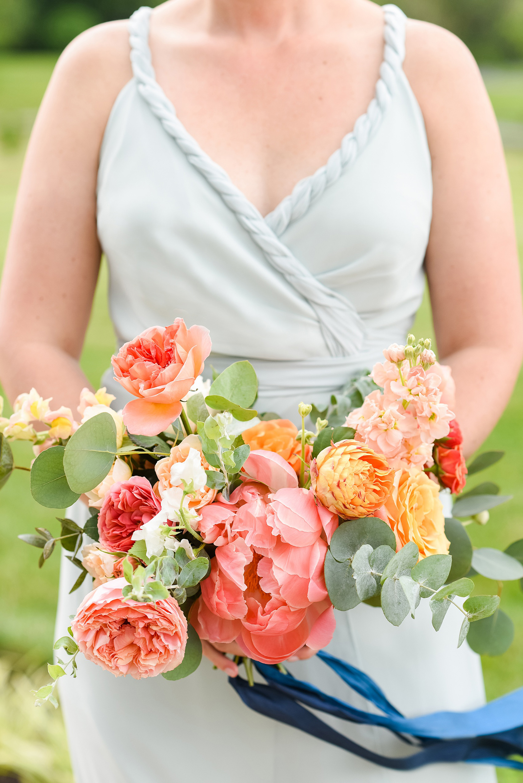 Charlottesville wedding photos by Mikkel Paige Photography. This Virginia venue is perfect for brides and grooms looking for a beautiful farm reception space. It’s green, romantic, and easy to dress up with flowers or keep simple. The bouquets were tied with long navy blue, peach and light pink ribbons and contained colorful flowers like garden roses, peonies, ranunculus and succulents. Click through for the complete post from this May event at the Lodge at Mount Ida Farm! Planning by @vivalevent and flowers by @apassarelli of Meristem Floral. #Charlottesville #mountidafarm #lodgeatmountida #CharlottesvilleVA #CharlottesvilleVirginia #Charlottesvillewedding #Charlottesvilleweddingphotographer #mikkelpaige #MeristemFloral #VivaLEvent