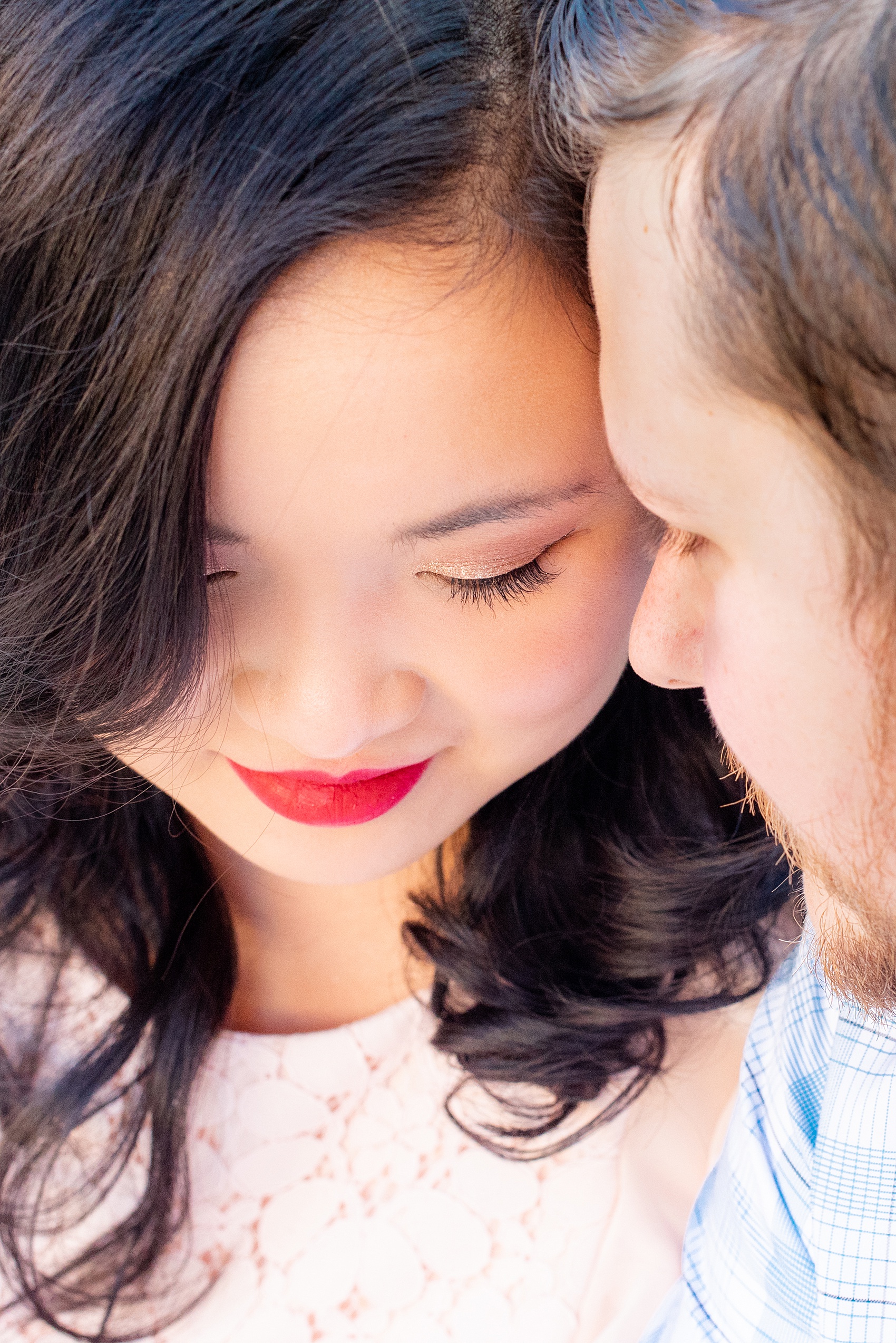 Engagement photos and colorful ideas for a shoot in the Lower East Side by Mikkel Paige Photography. These creative pictures with an interracial couple (and the bride's amazing makeup!) in an urban environment in downtown NYC will have you wanting to see more...be sure to click through to see the entire shoot! #mikkelpaige #EngagementPhotos #engagementshoot #EngagementPictures