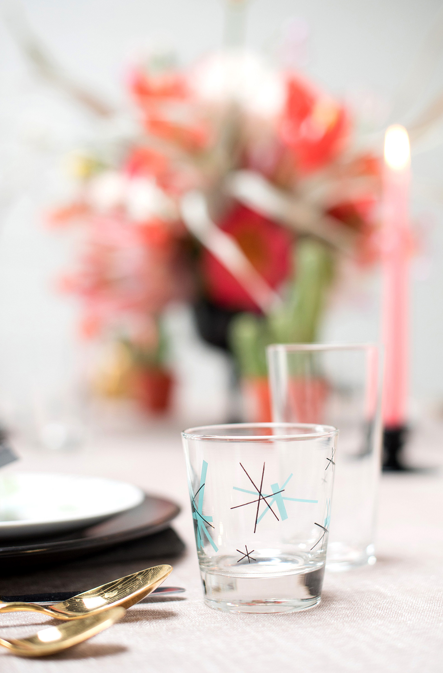 Palm Springs wedding photos for inspiration and ideas for a colorful Mid-Century modern look. Photos by Mikkel Paige Photography, NYC photographer. Planning by Color Pop Events for a shoot with Love Inc. Mag. #PalmSpringsInspiration #PalmSpringsWedding #Midcenturymodern #tropicalwedding #glassware