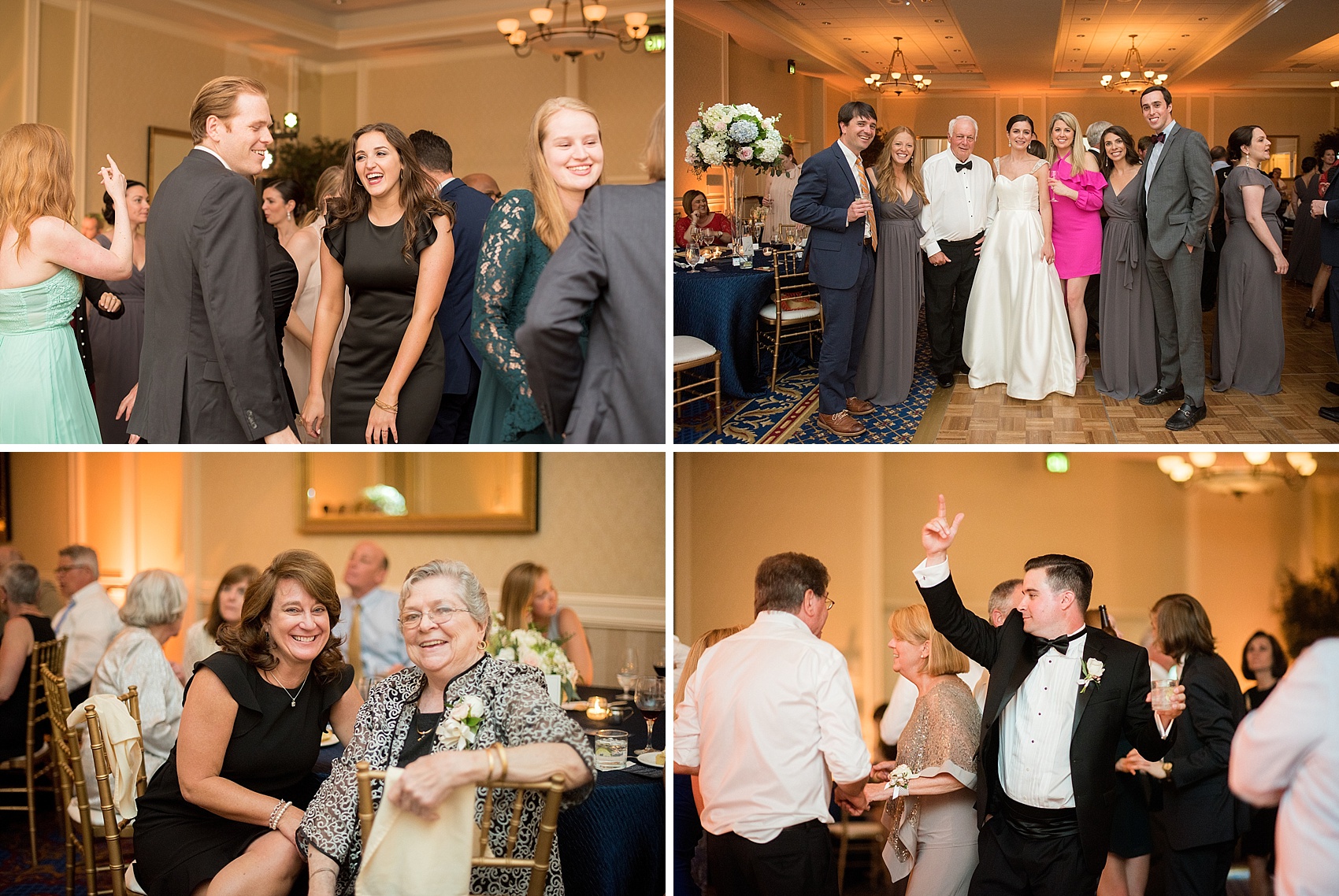 Mikkel Paige Photography pictures of a venue in Durham, North Carolina. The Washington Duke Inn is perfect for a summer wedding! Planning for this beautiful event was by McLean Events. The guests danced the night away on the dance floor to a live band. Click through for more details about this June wedding with peonies! #MikkelPaige #DurhamWeddings #WashingtonDukeInn #DukeWedding #Duke #McLeanEvents #blueandwhitewedding #golfcoursewedding #bluereception #indoorreception #receptiondancing #dancefloor