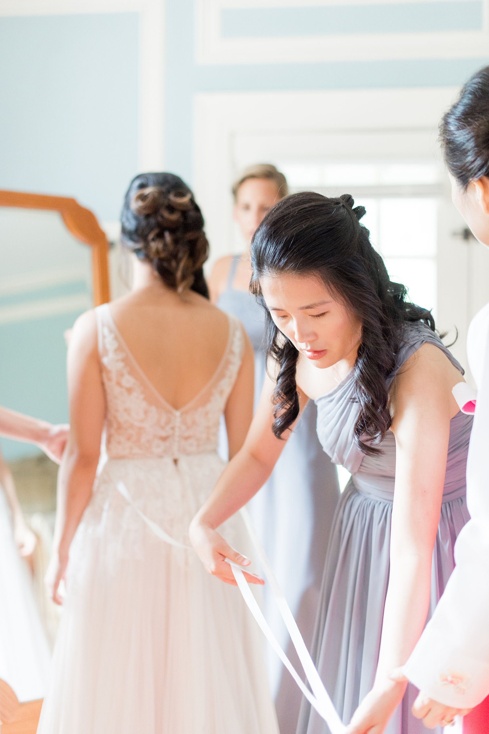 Wedding photos at Crabtree's Kittle House in Chappaqua, New York by Mikkel Paige Photography. The bride, her mother and bridesmaids got ready on location at this Westchester County historic home. Click through to see more photos from this gorgeous day! #mikkelpaige #CrabtreesKittleHouse #AsianWeddingTraditions #WestchesterWeddingVenues #WestchesterWedding #summerwedding #weddingdetails #bride #gettingready #weddinggettingready #historichome 