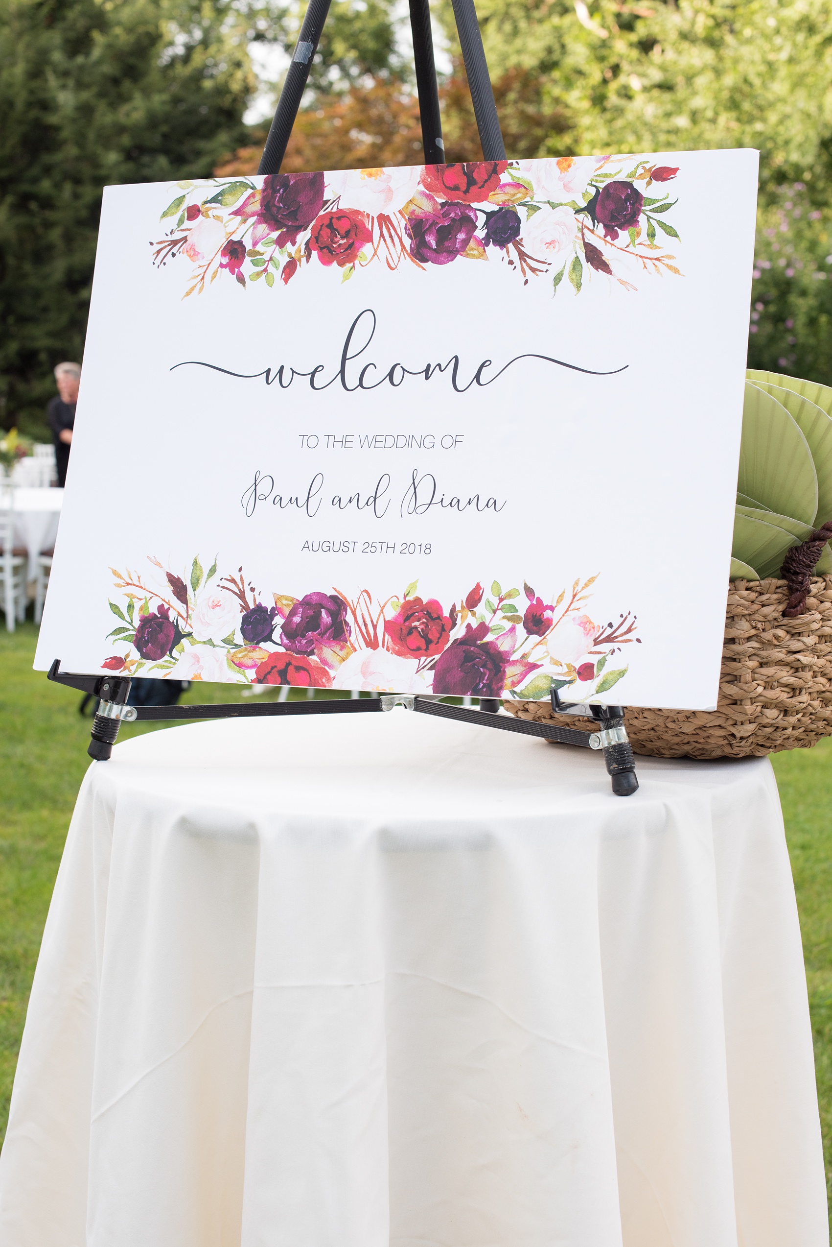 Wedding photos at Crabtree's Kittle House in Chappaqua, New York by Mikkel Paige Photography. This venue in Westchester county is a beautiful location for an outdoor summer wedding. The ceremony was overlooking pretty scenery and started with a custom welcome sign. Click through for more inspiration from their day! #mikkelpaige #CrabtreesKittleHouse #WestchesterWeddingVenues #WestchesterWedding #summerwedding #weddingsignage #customwelcomesign #weddingwelcomesign