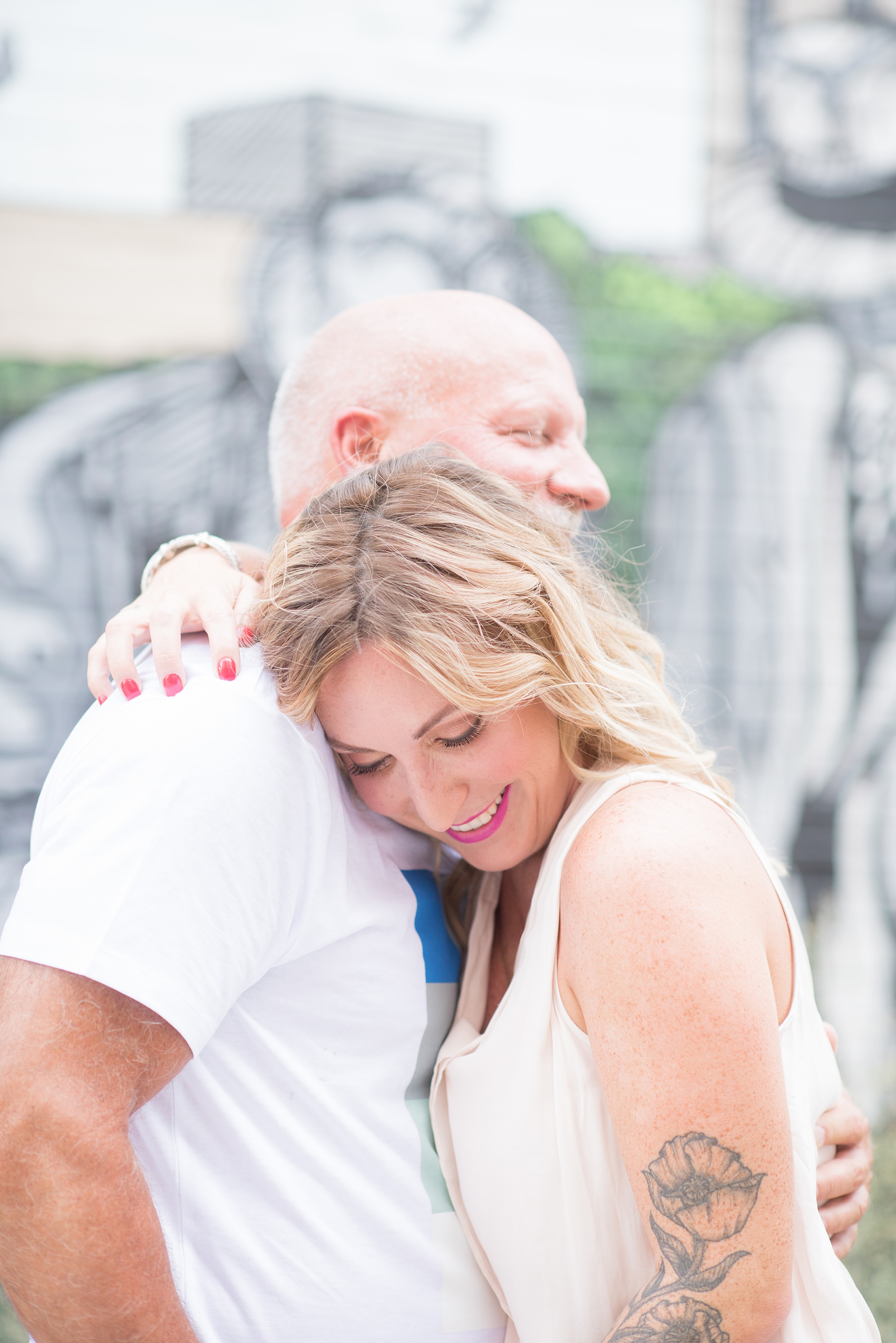 Urban engagement photos in downtown Durham, North Carolina, by Mikkel Paige Photography. #DurhamWeddingPhotographer #RaleighWeddingPhotographer #DurhamEngagementPhotos #urbanengagementphotos #cityengagementsession #cityengagementphotos